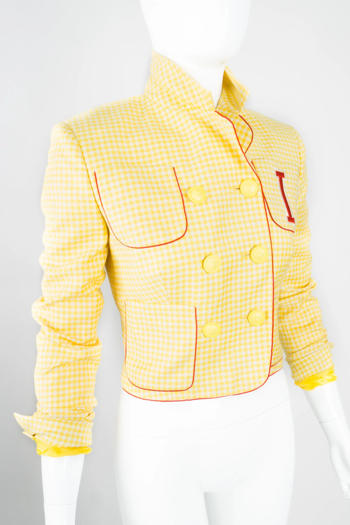 Gingham Double Breasted Letter Jacket