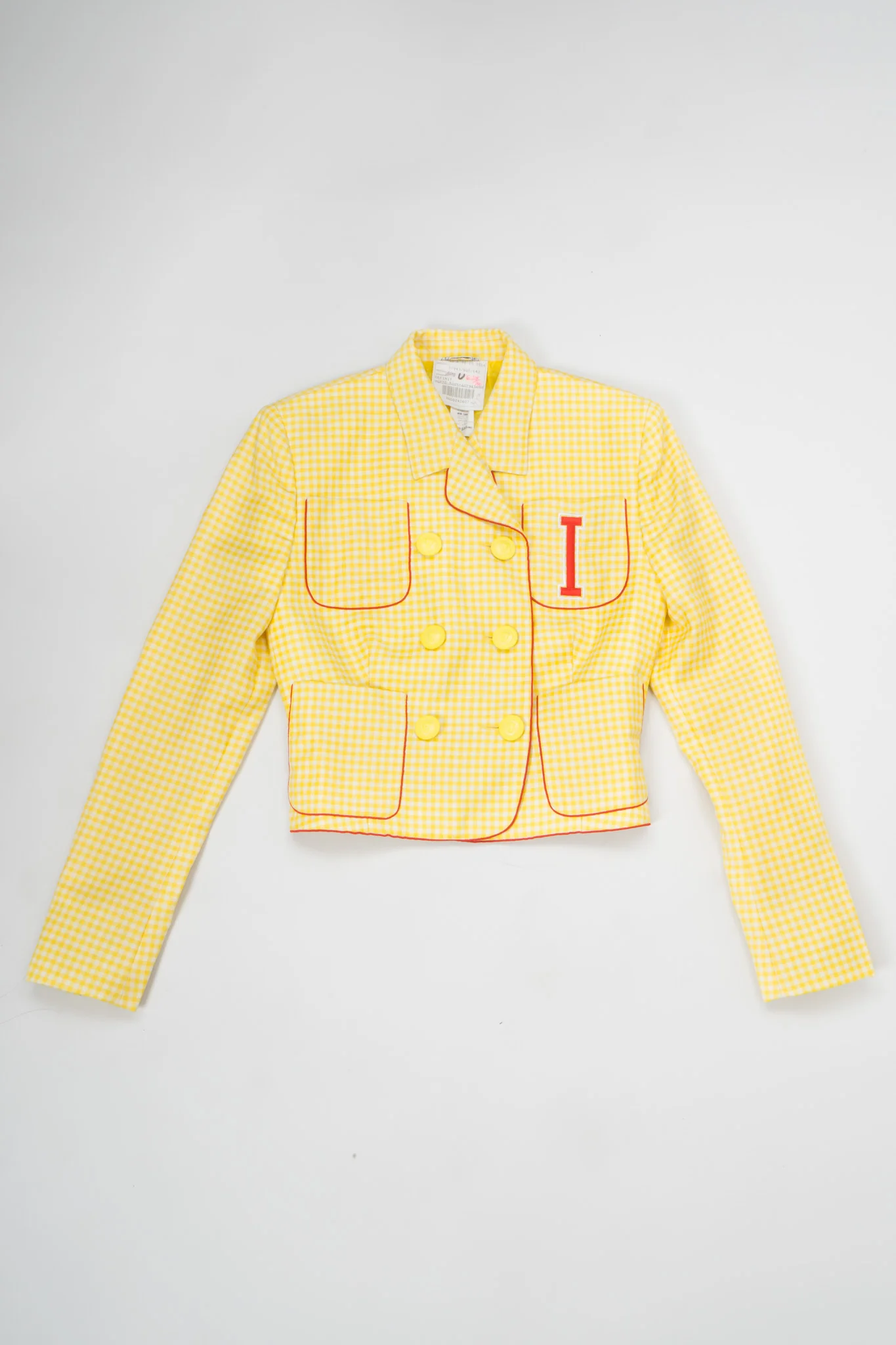 Gingham Double Breasted Letter Jacket - Image 12