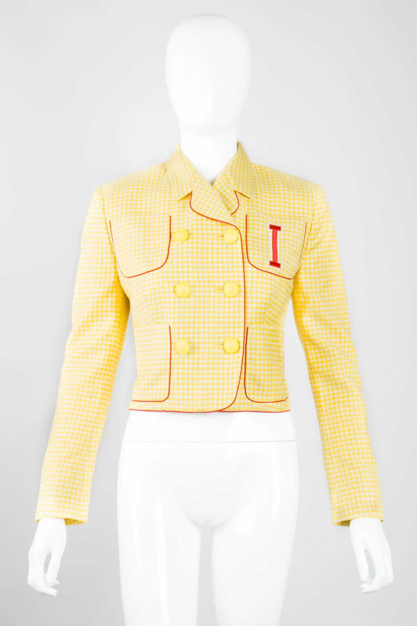 Gingham Double Breasted Letter Jacket - Image 2