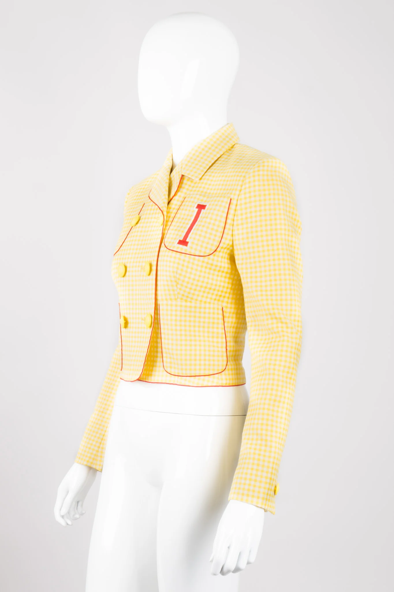 Gingham Double Breasted Letter Jacket - Image 3