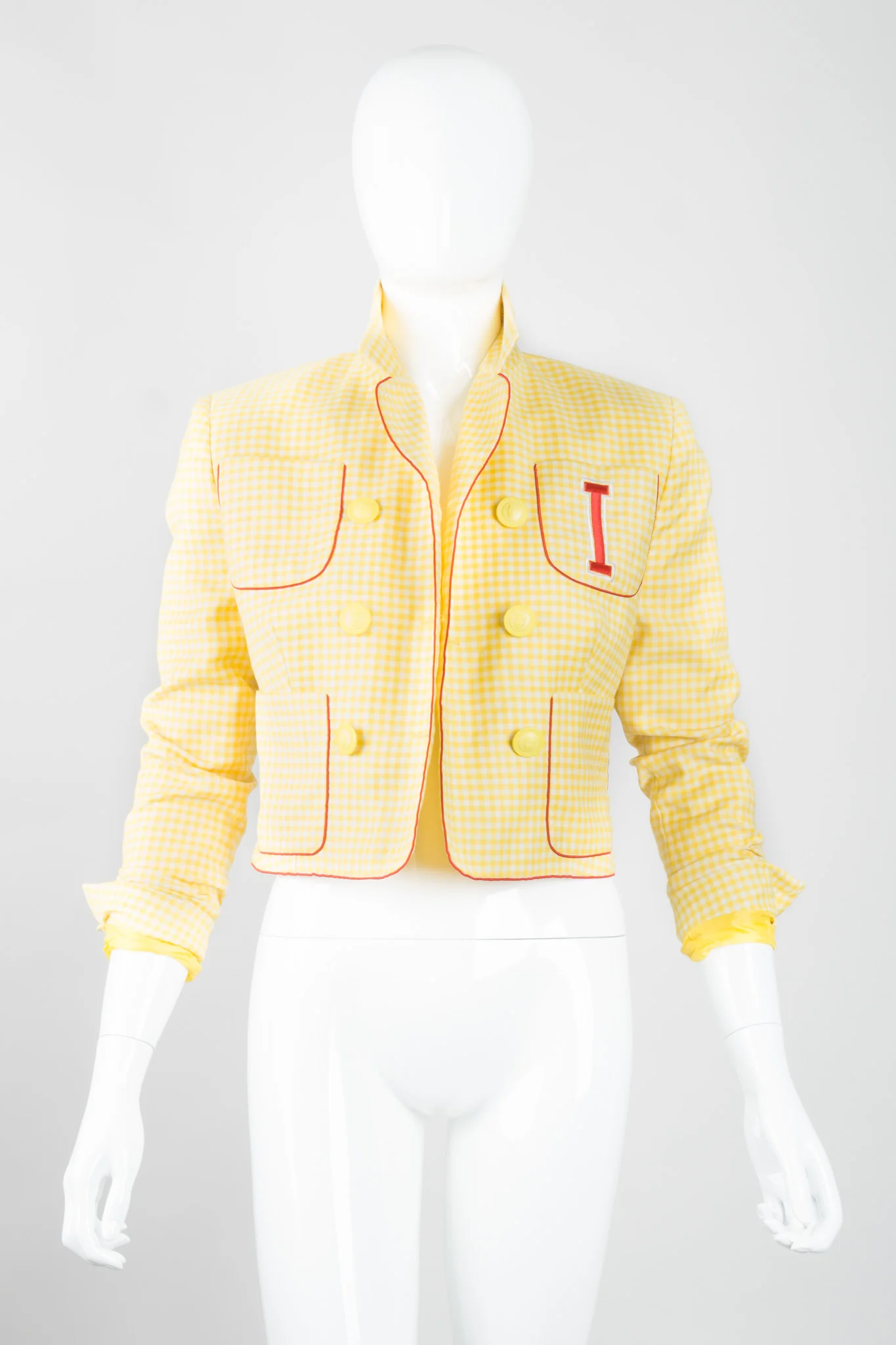 Gingham Double Breasted Letter Jacket - Image 8