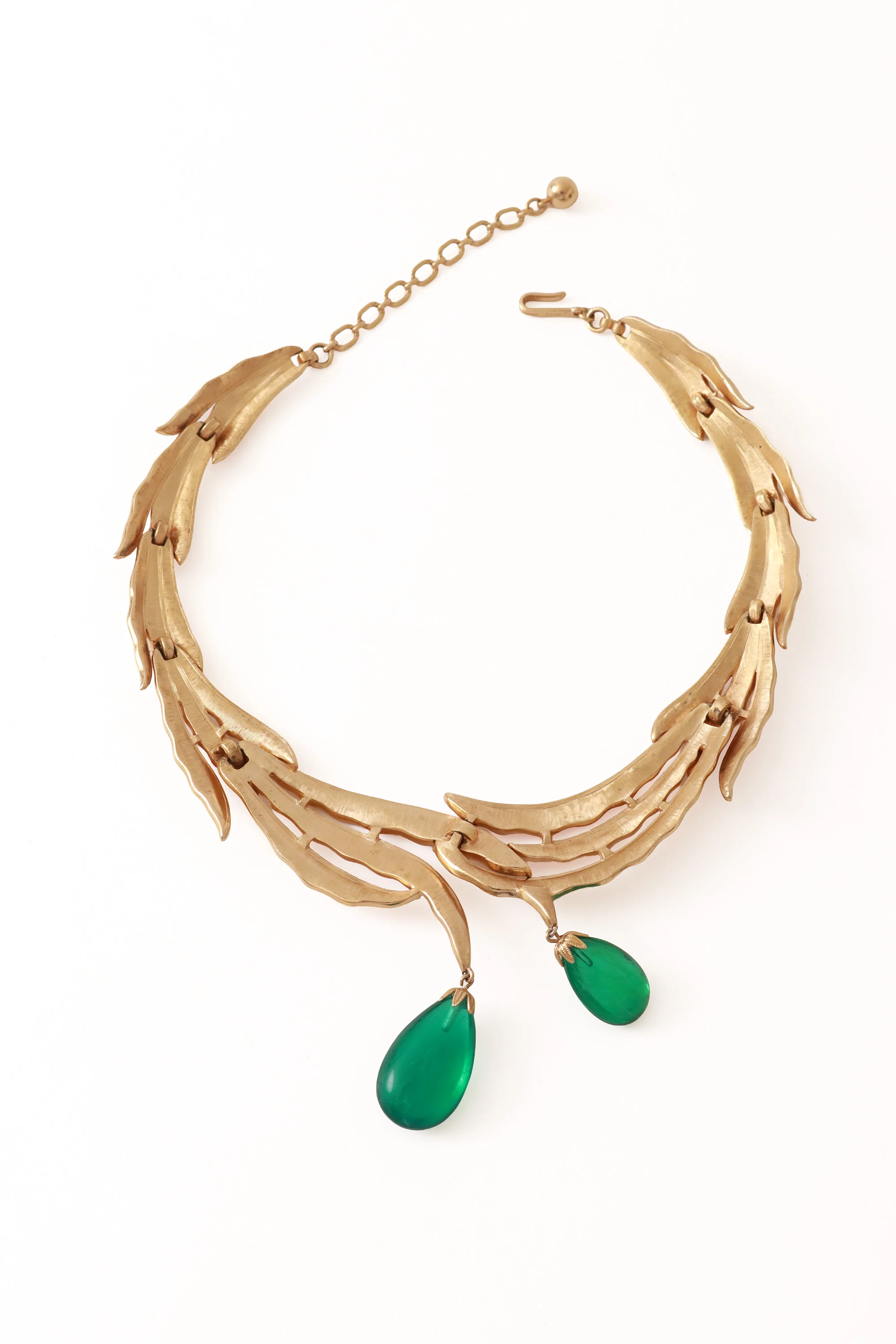 Glass Drop Leaf Necklace & Earring Set - Image 4