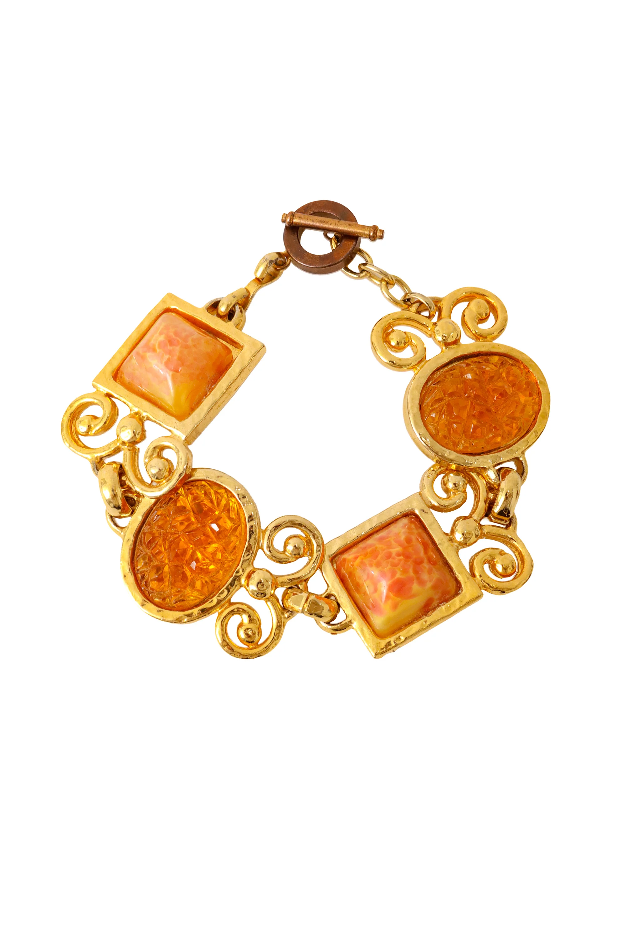 Glass Scroll Link Bracelet