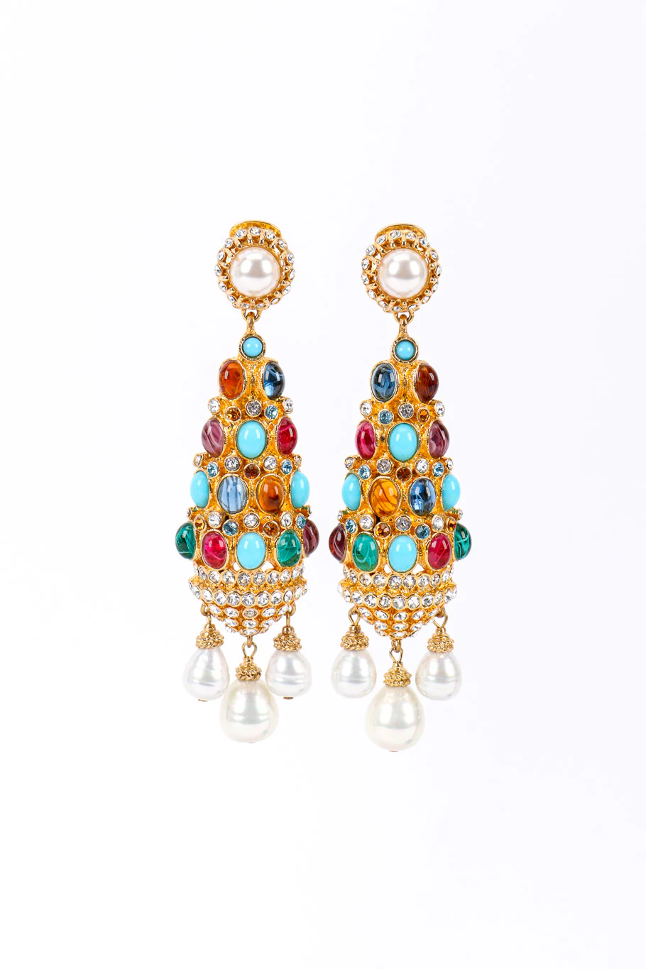 Glass Stone Chandelier Drop Earrings