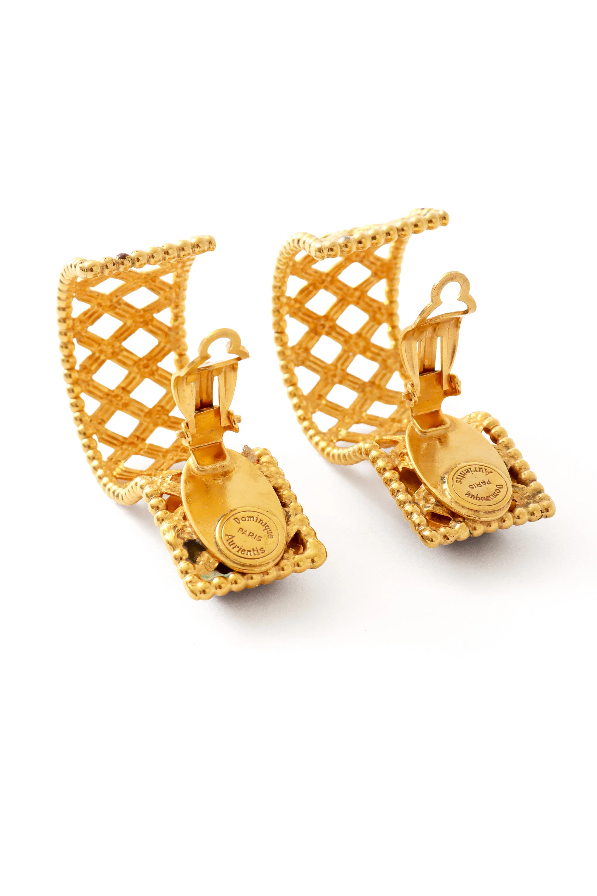 Glass Stone Lattice Hoop Earrings - Image 4