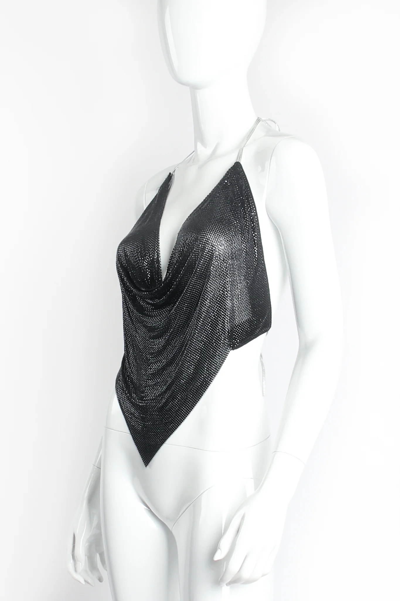 Glossy Black Metal Mesh Halter - Image 2