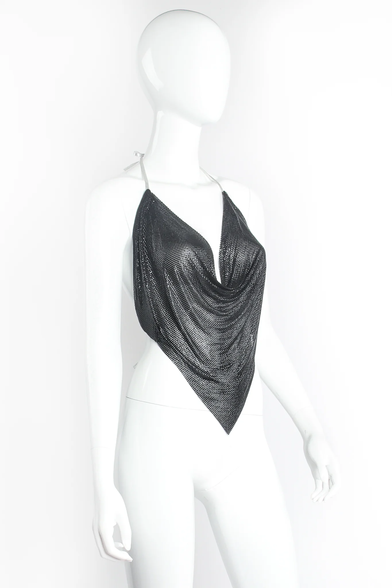 Glossy Black Metal Mesh Halter - Image 4