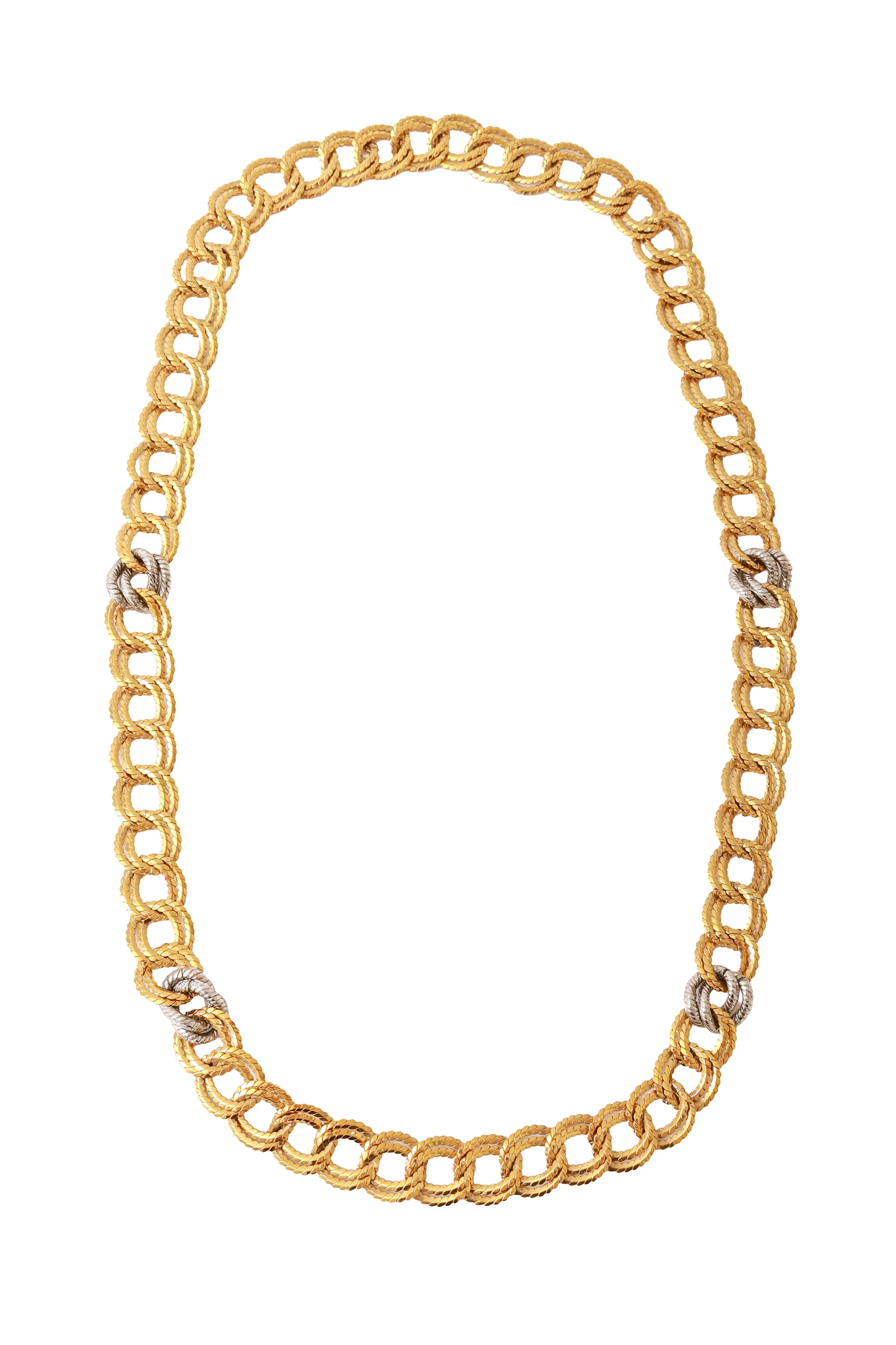 Gold and Silver Double Hoop Chain Necklace