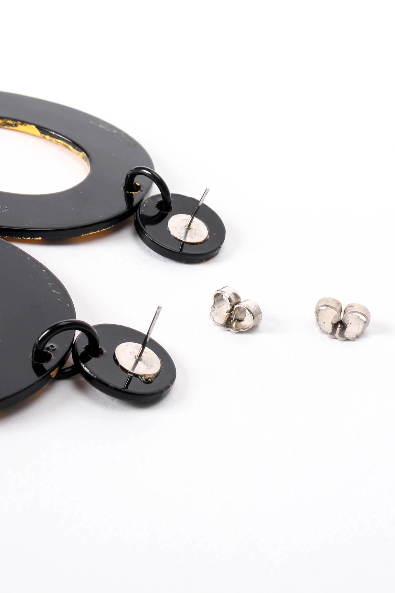 Gold Checked Hoop Drop Earrings - Image 6