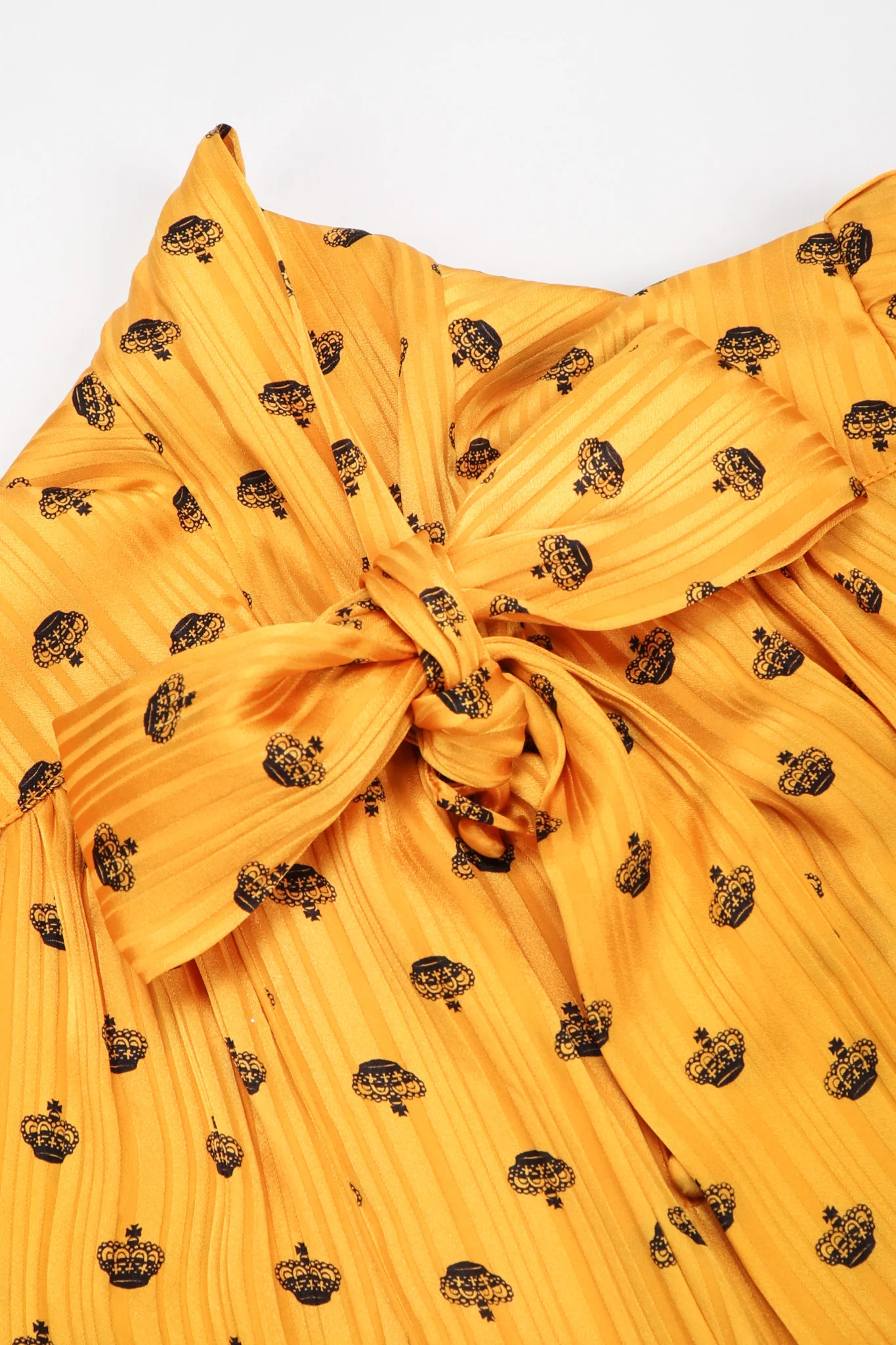 Gold Crown Silk Bow Blouse - Image 13