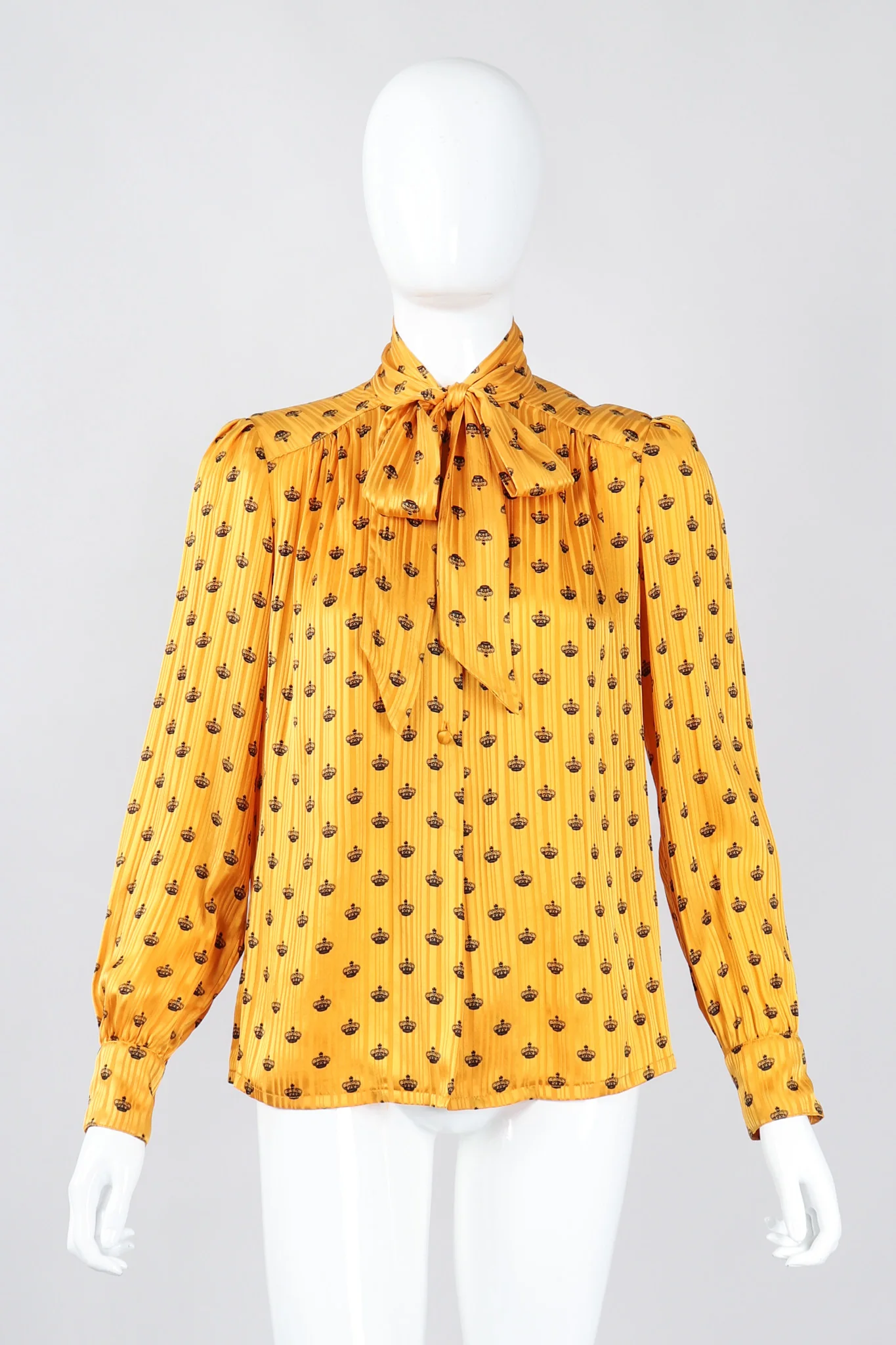 Gold Crown Silk Bow Blouse - Image 3