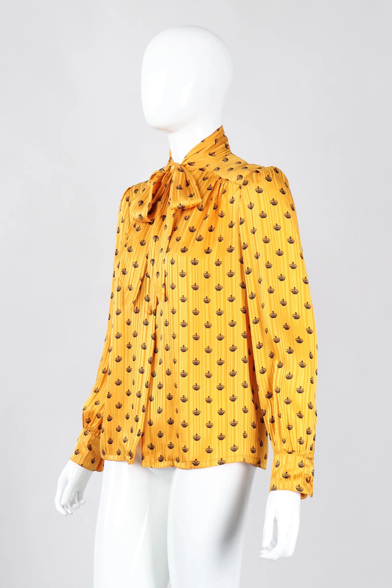 Gold Crown Silk Bow Blouse - Image 4