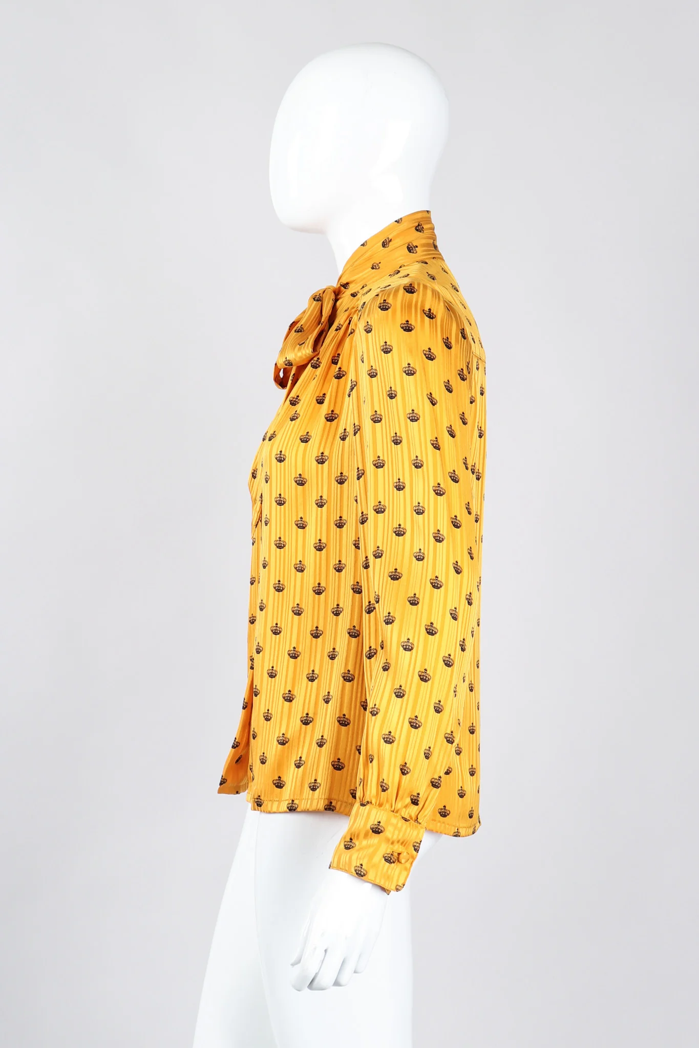Gold Crown Silk Bow Blouse - Image 5