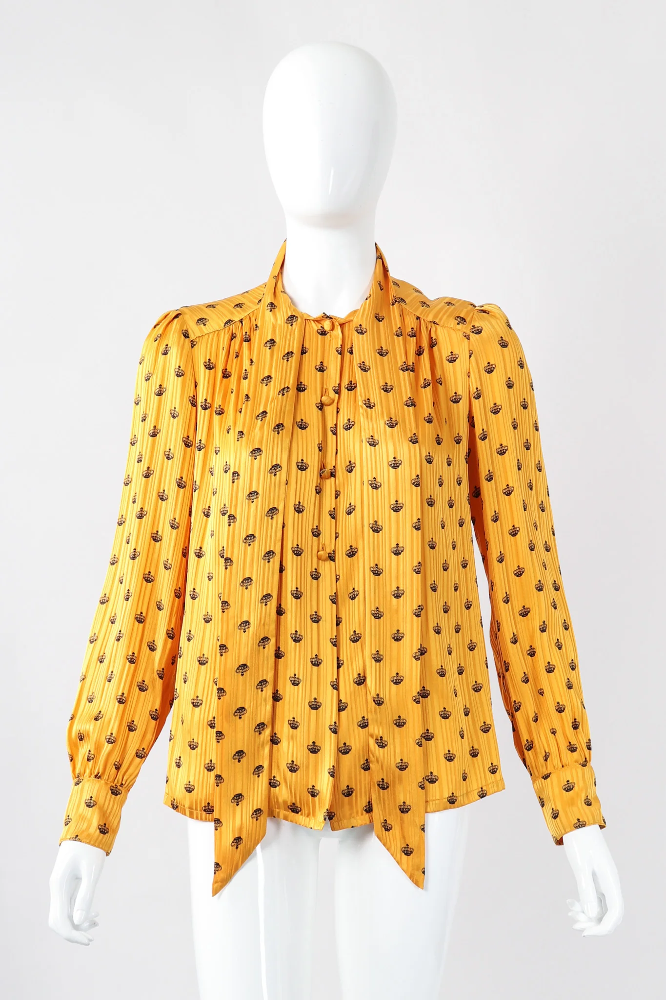 Gold Crown Silk Bow Blouse - Image 8