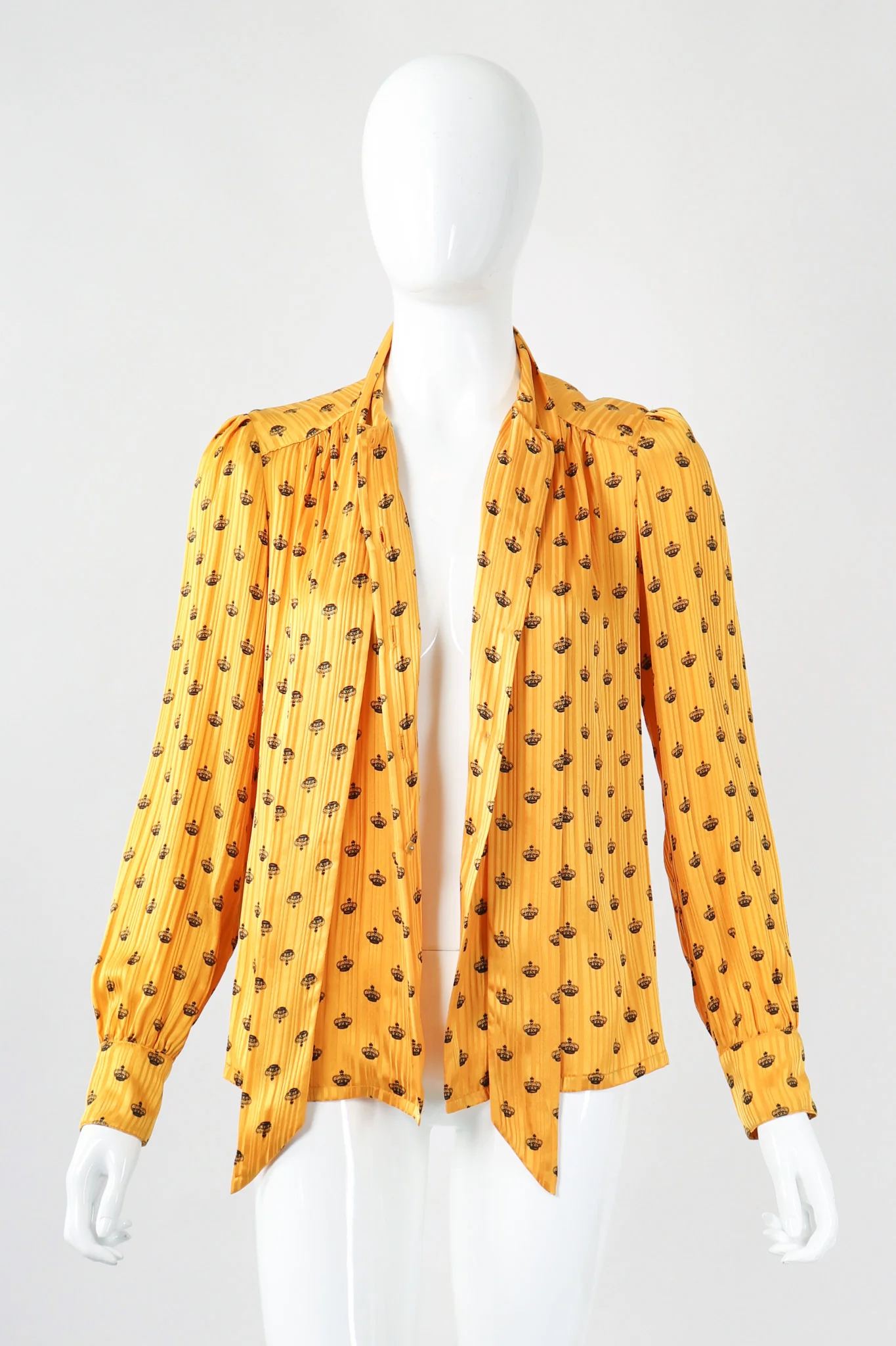 Gold Crown Silk Bow Blouse - Image 9