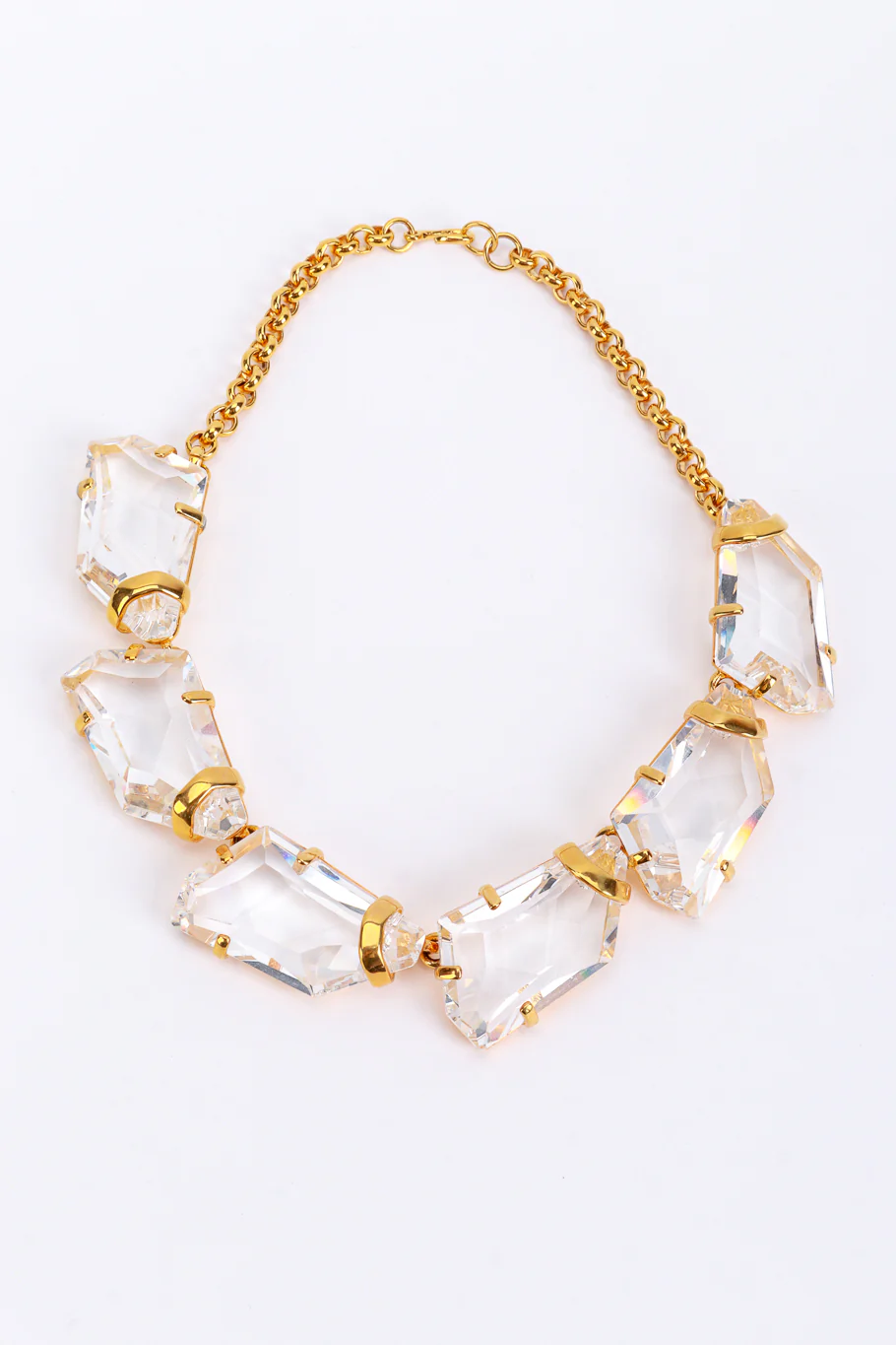 Gold Crystal Ice Nugget Collar Necklace
