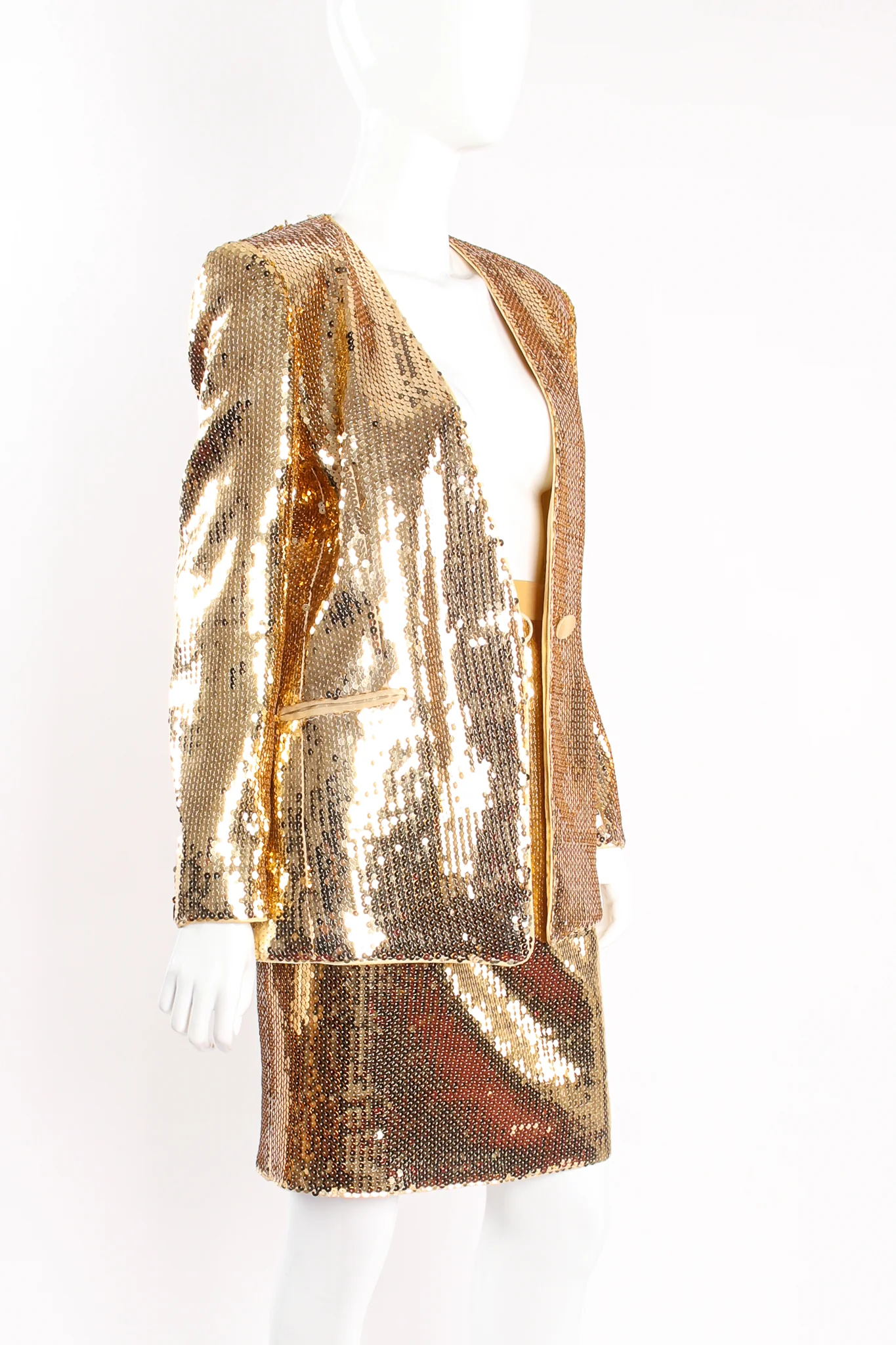 Gold Disco Sequined Jacket & Skirt Set - Image 2