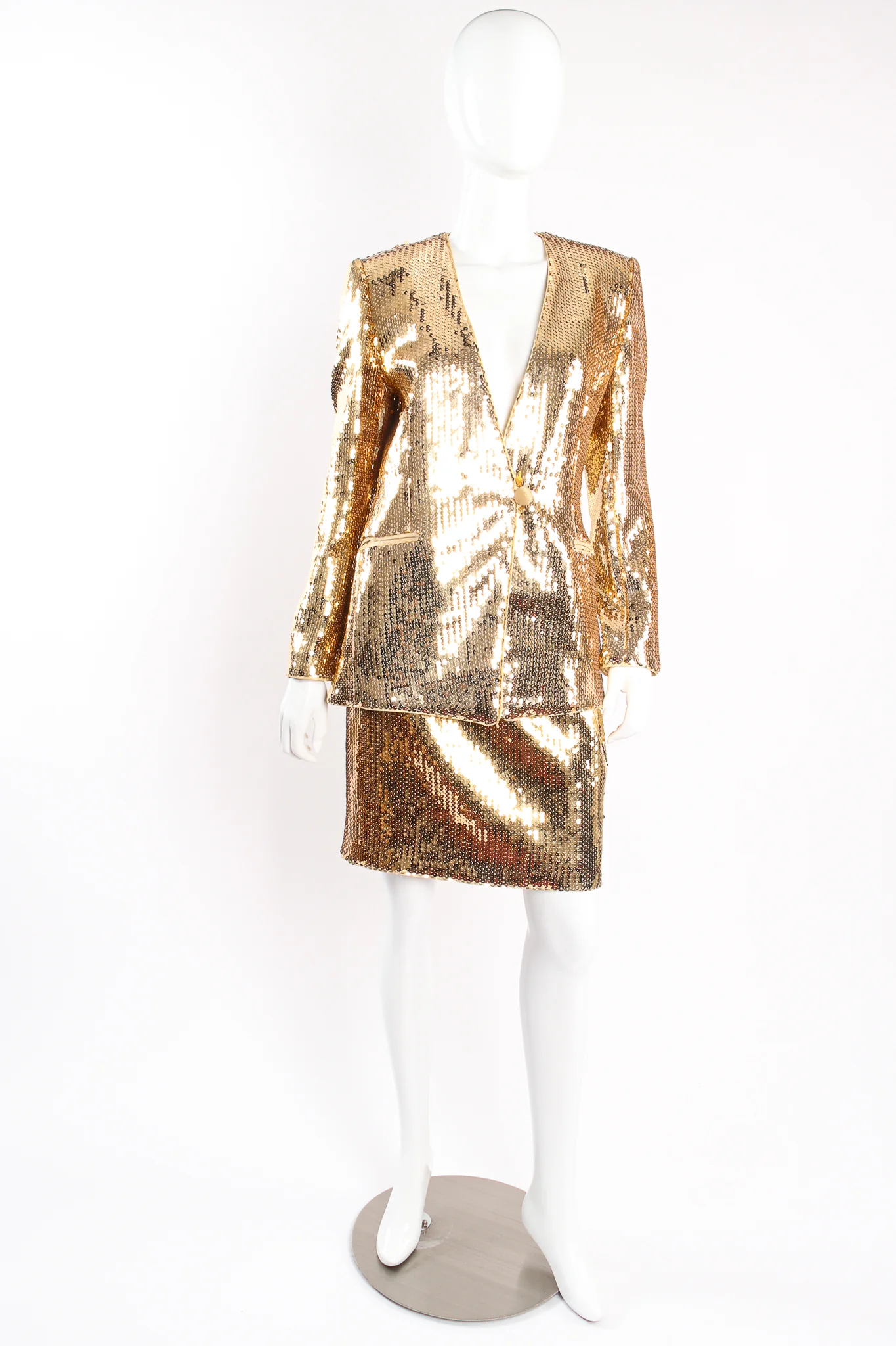 Gold Disco Sequined Jacket & Skirt Set - Image 3
