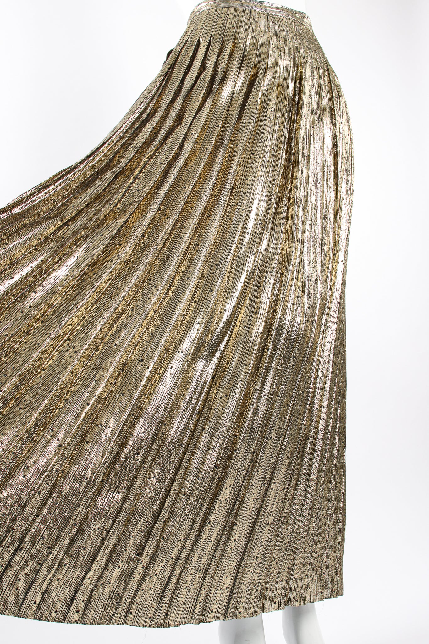 Gold Lamé Pleated Dot Skirt - Image 2