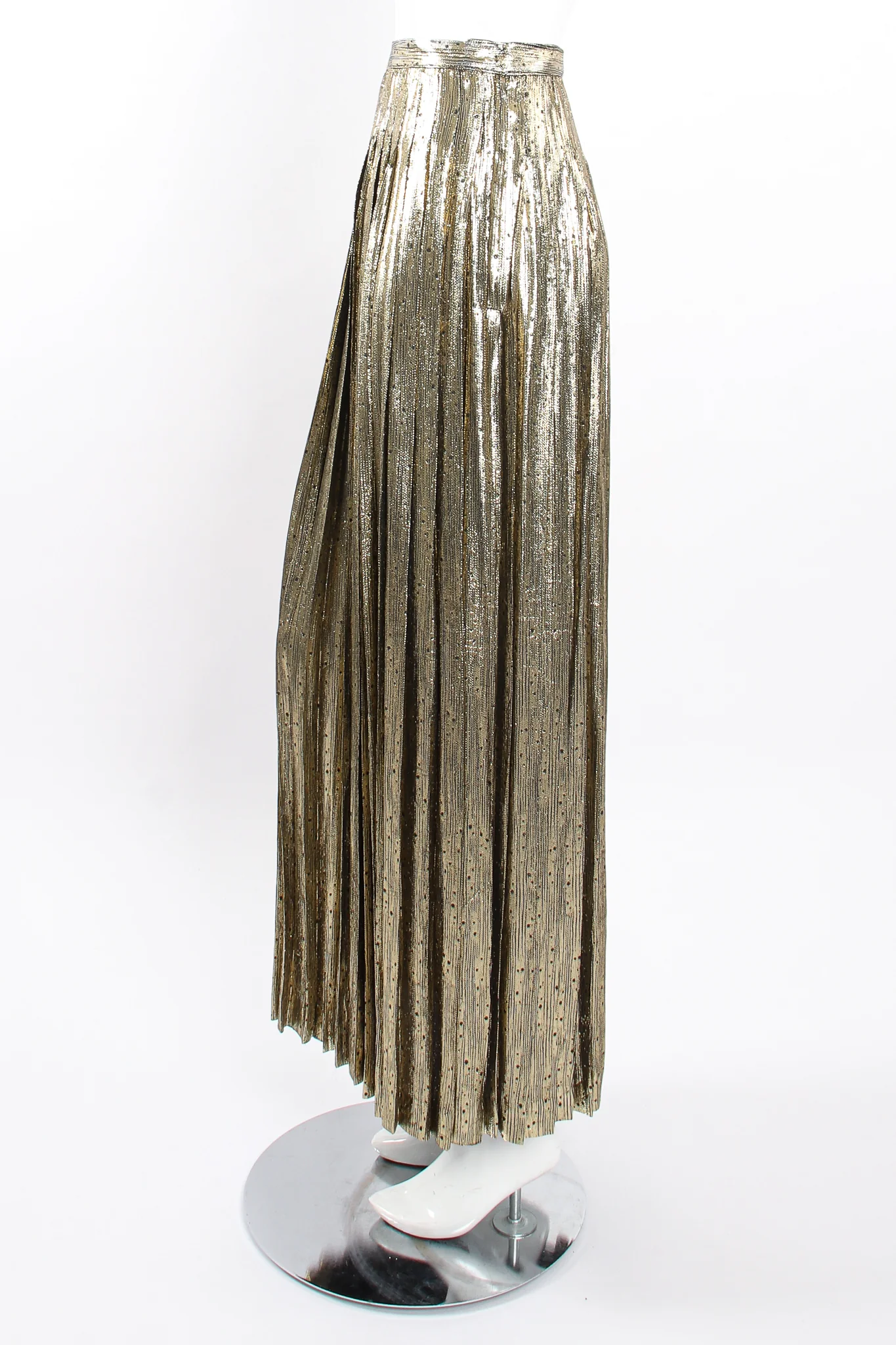Gold Lamé Pleated Dot Skirt - Image 4