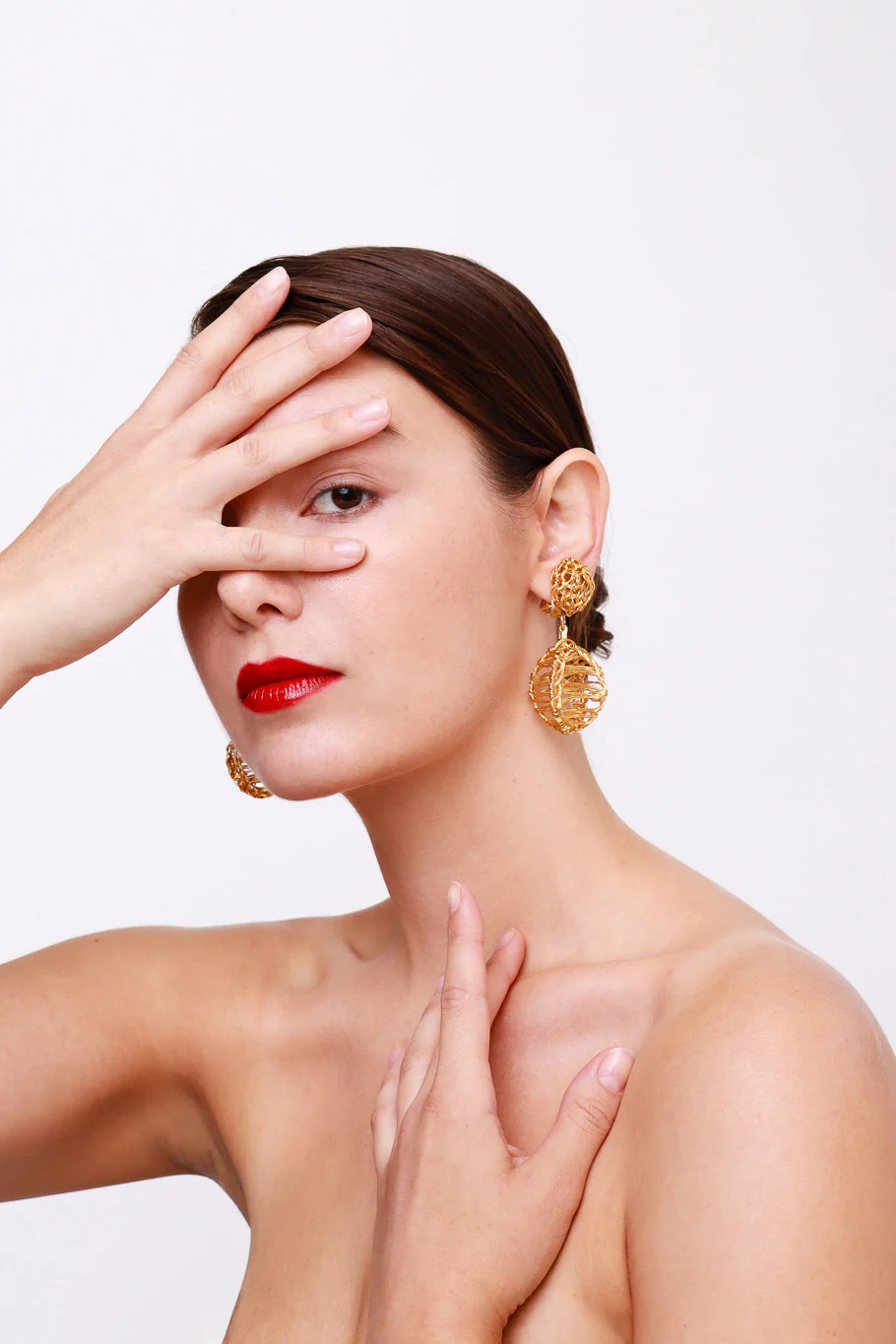 Gold Egg Drop Earrings - Image 2