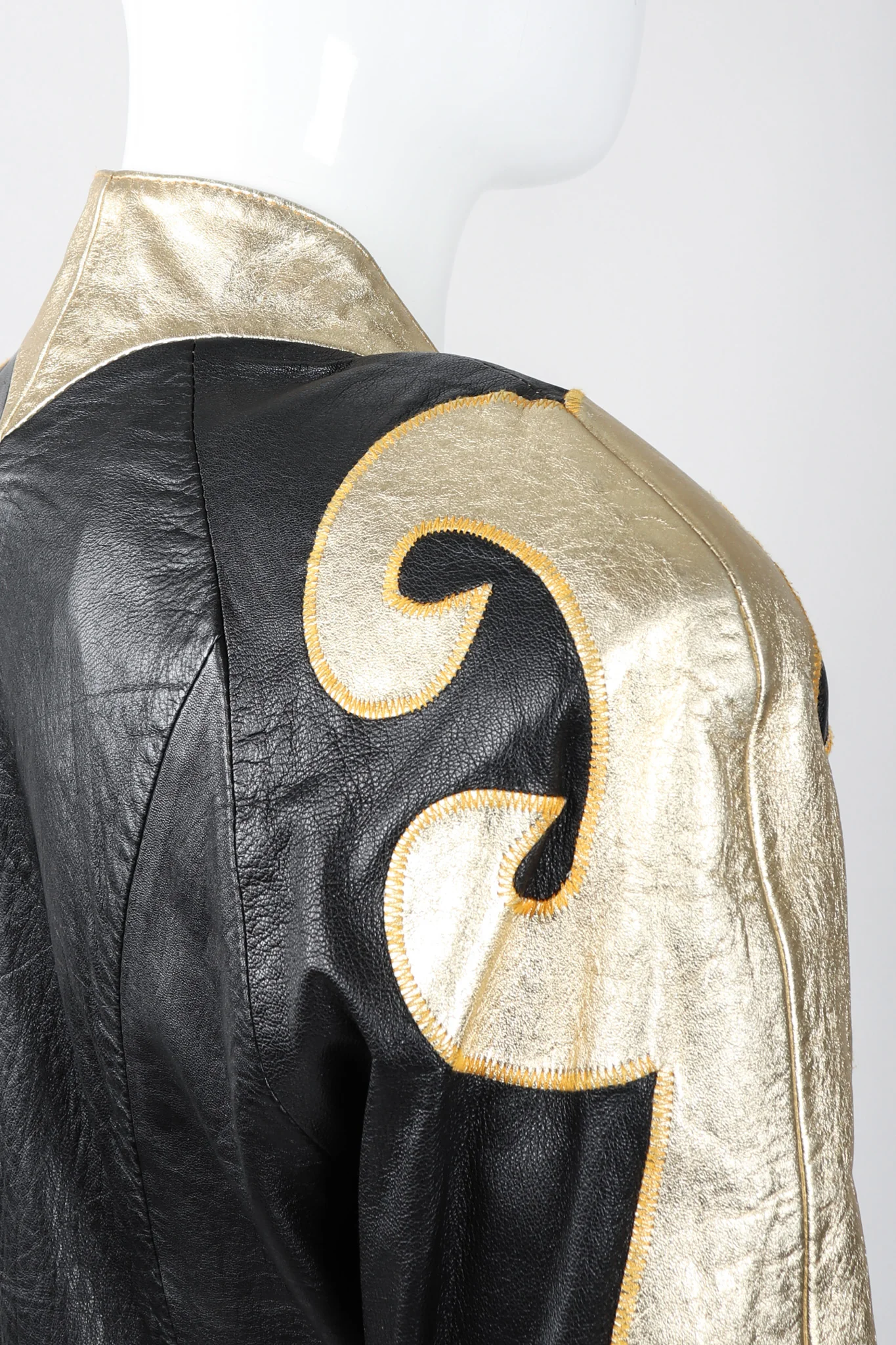 Gold Flourish Leather Jacket - Image 11