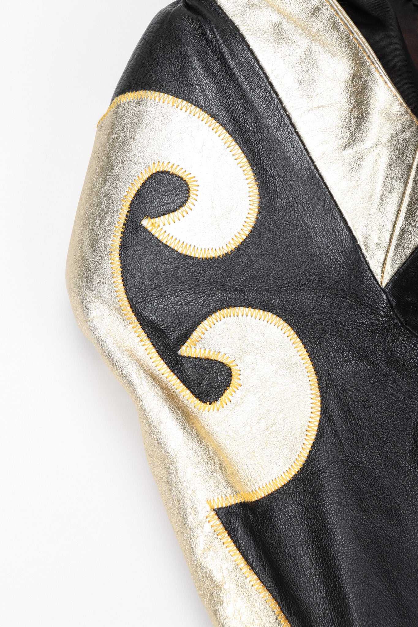 Gold Flourish Leather Jacket - Image 12