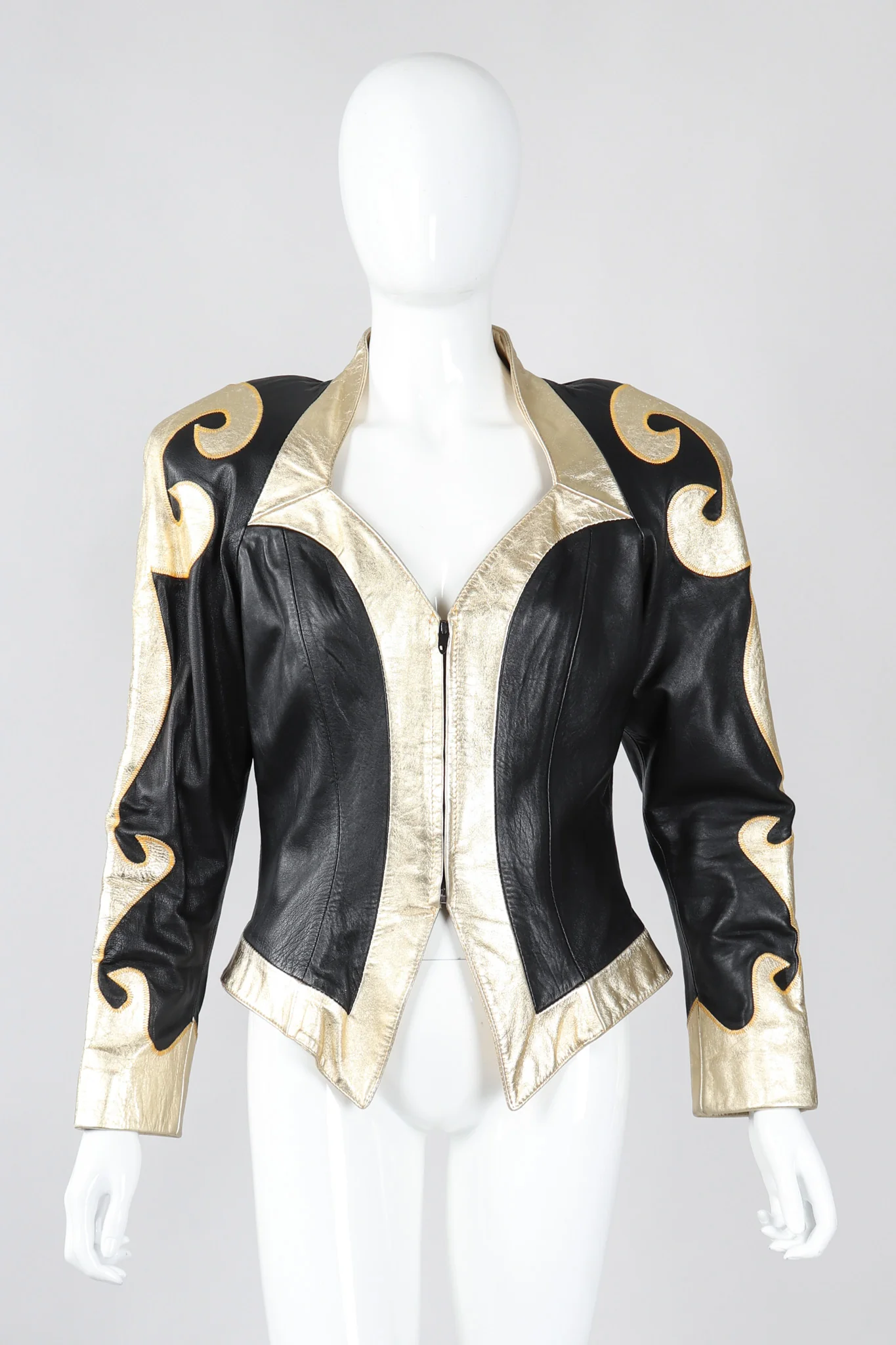 Gold Flourish Leather Jacket - Image 2