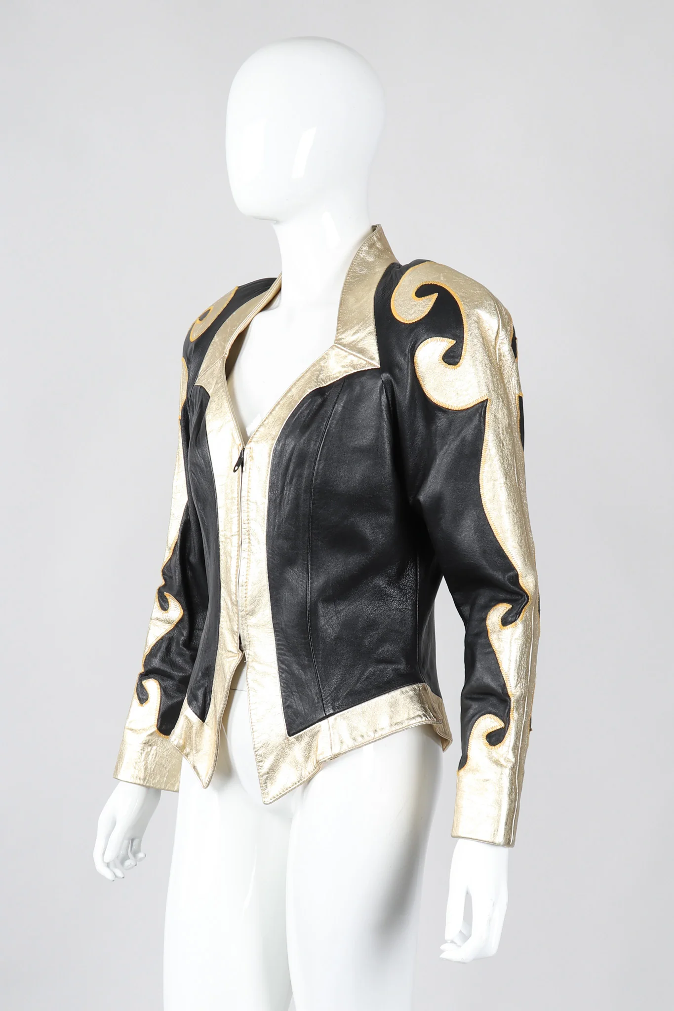 Gold Flourish Leather Jacket - Image 3