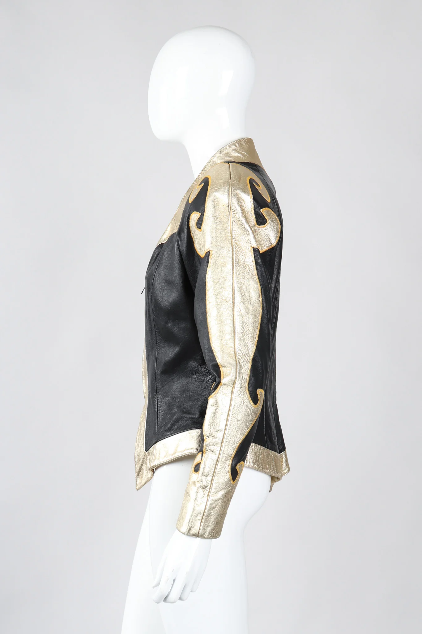 Gold Flourish Leather Jacket - Image 4