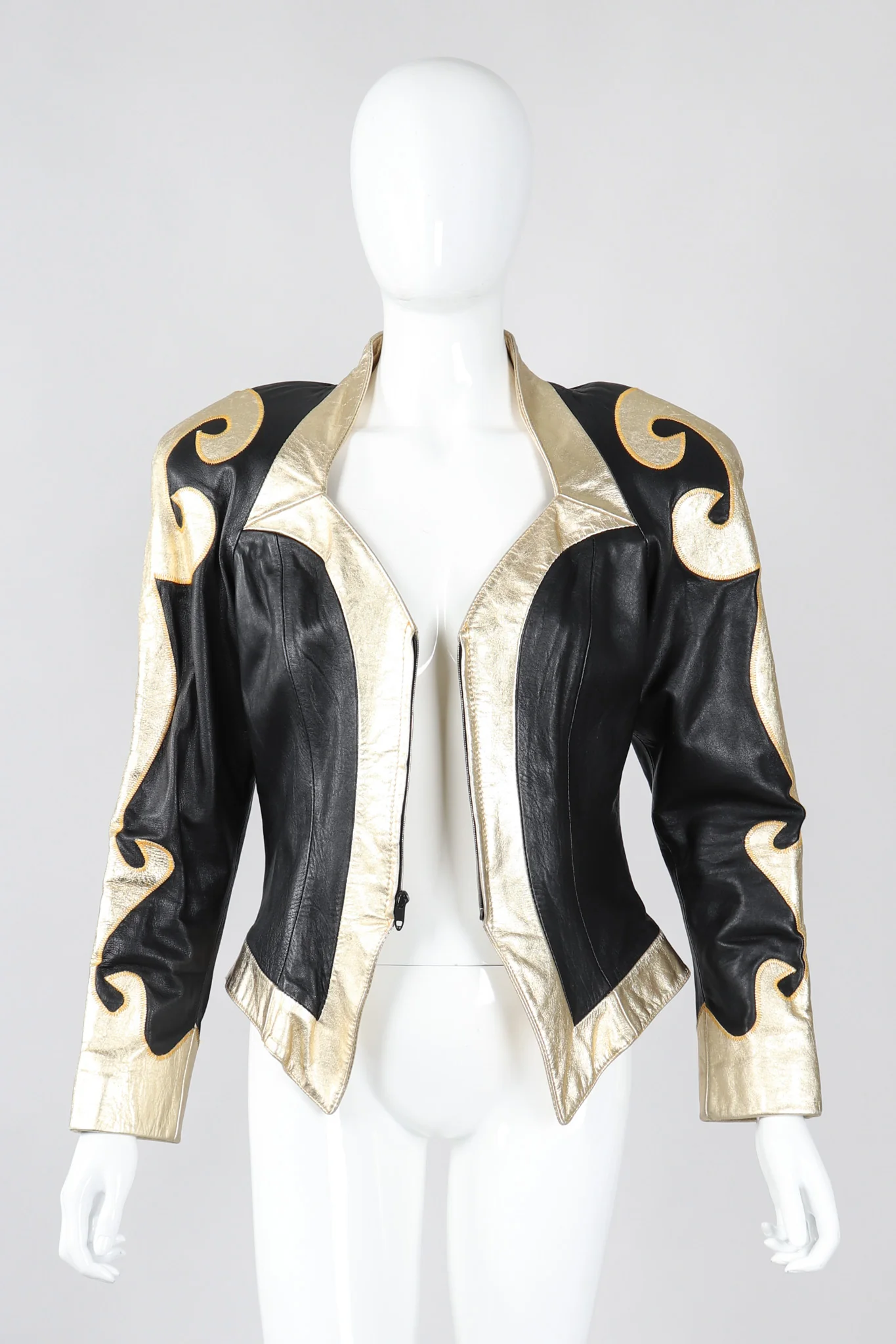Gold Flourish Leather Jacket - Image 7