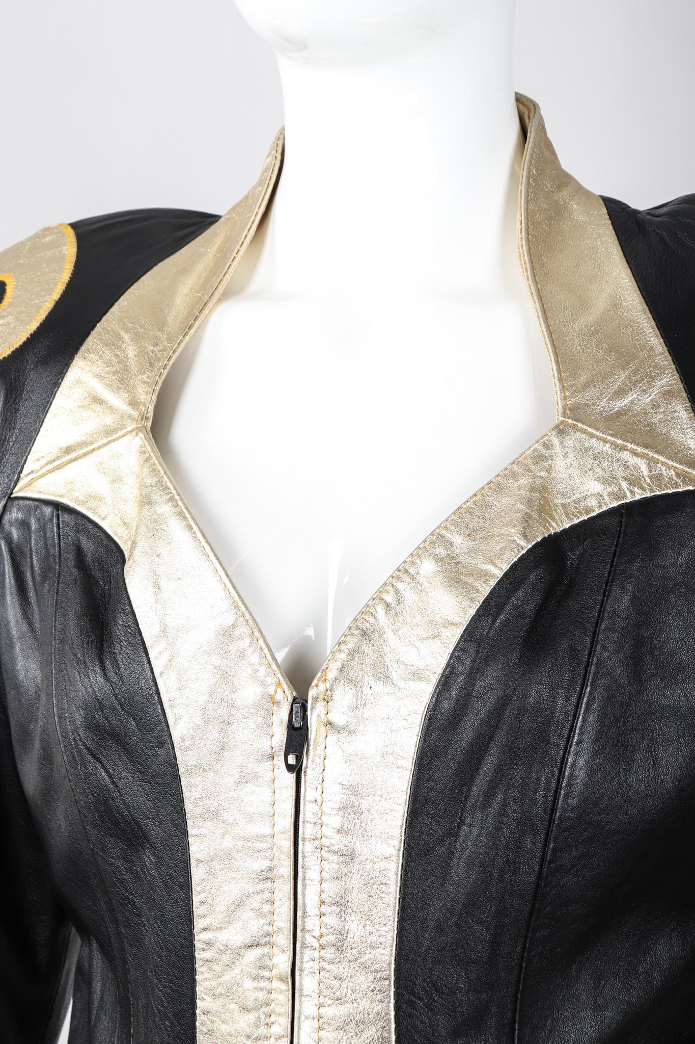 Gold Flourish Leather Jacket - Image 8