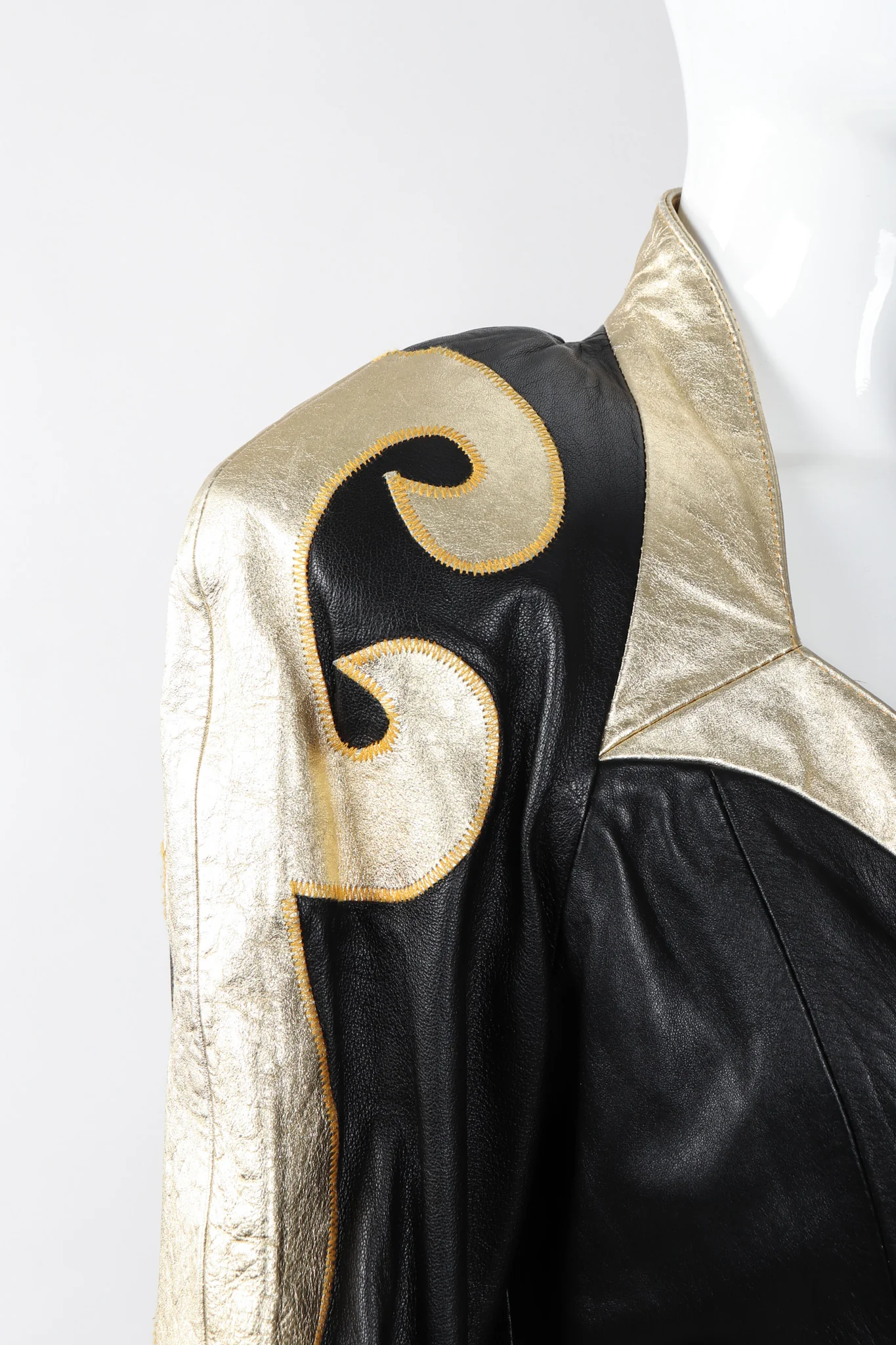Gold Flourish Leather Jacket - Image 9