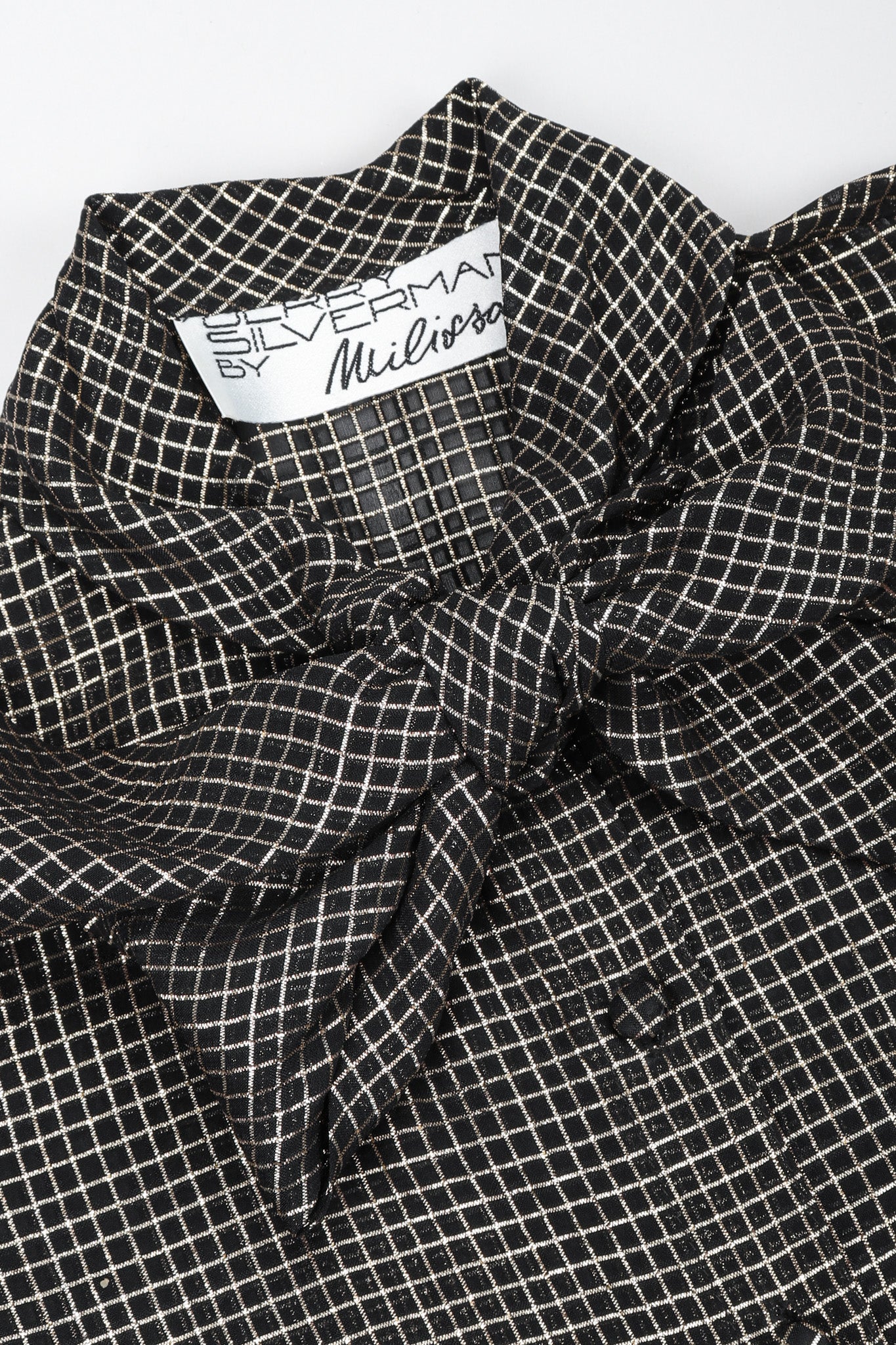Gold Graph Check Bow Blouse - Image 11