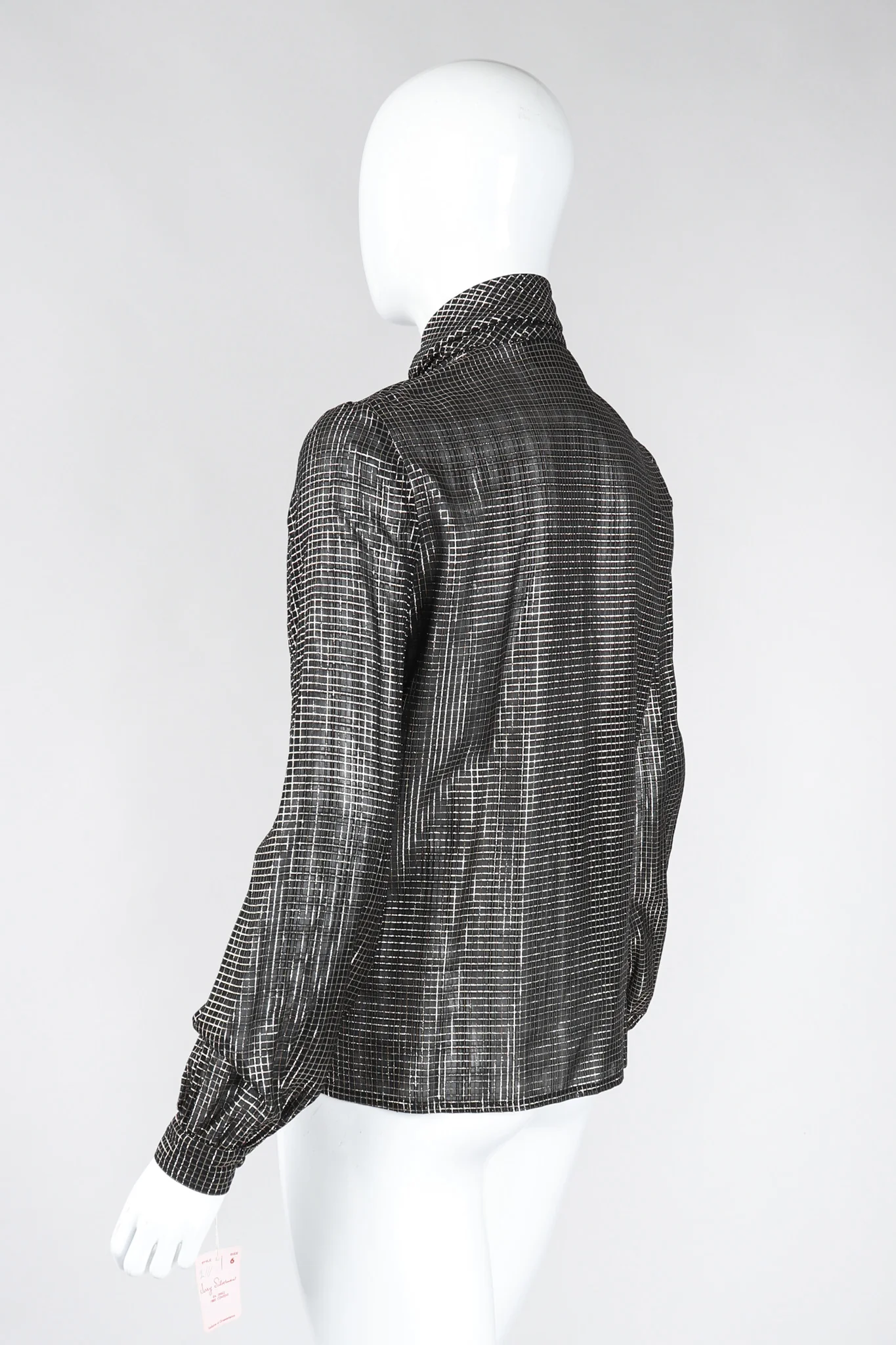 Gold Graph Check Bow Blouse - Image 6