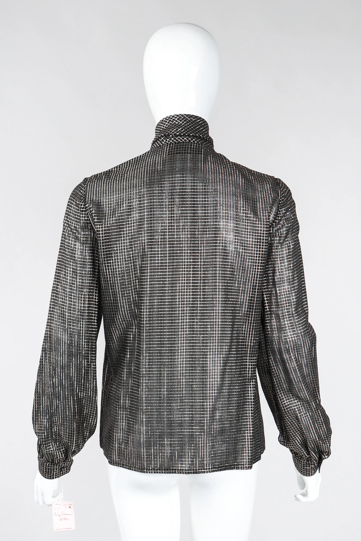 Gold Graph Check Bow Blouse - Image 7