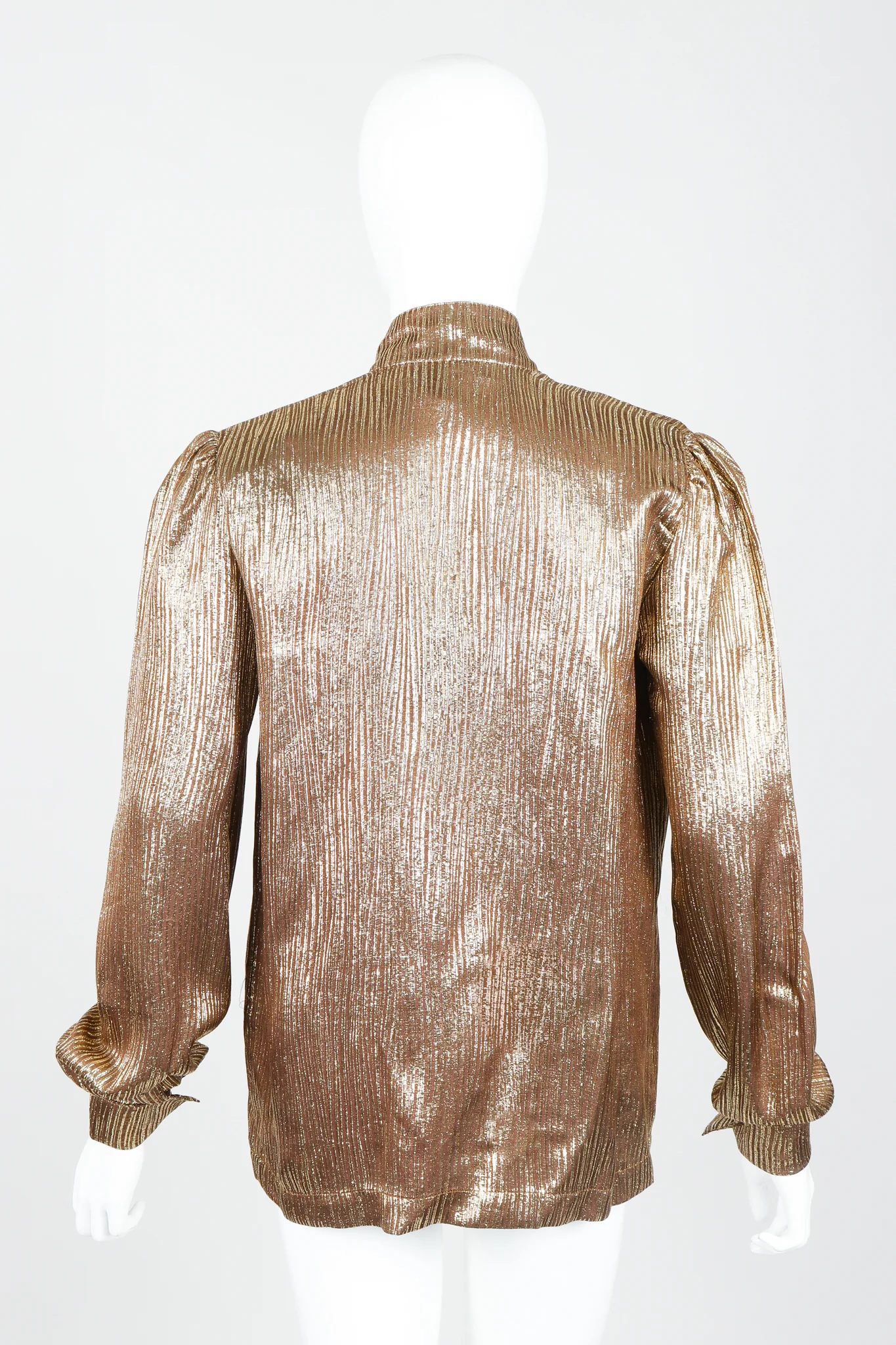 Gold Lamé Bow Tie Blouse - Image 6
