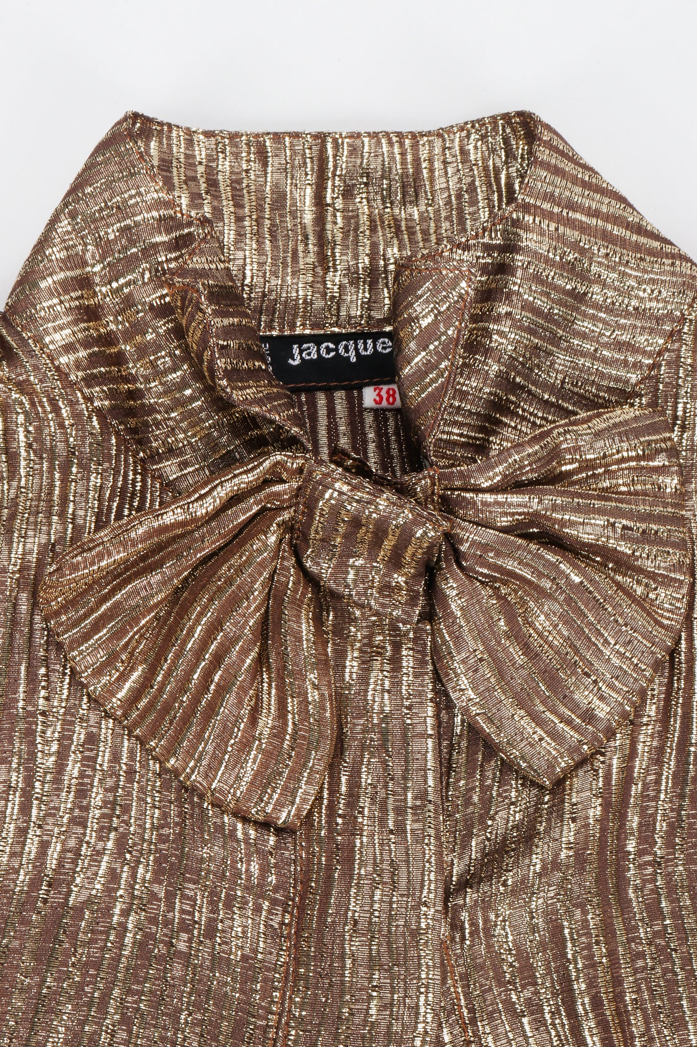 Gold Lamé Bow Tie Blouse - Image 7