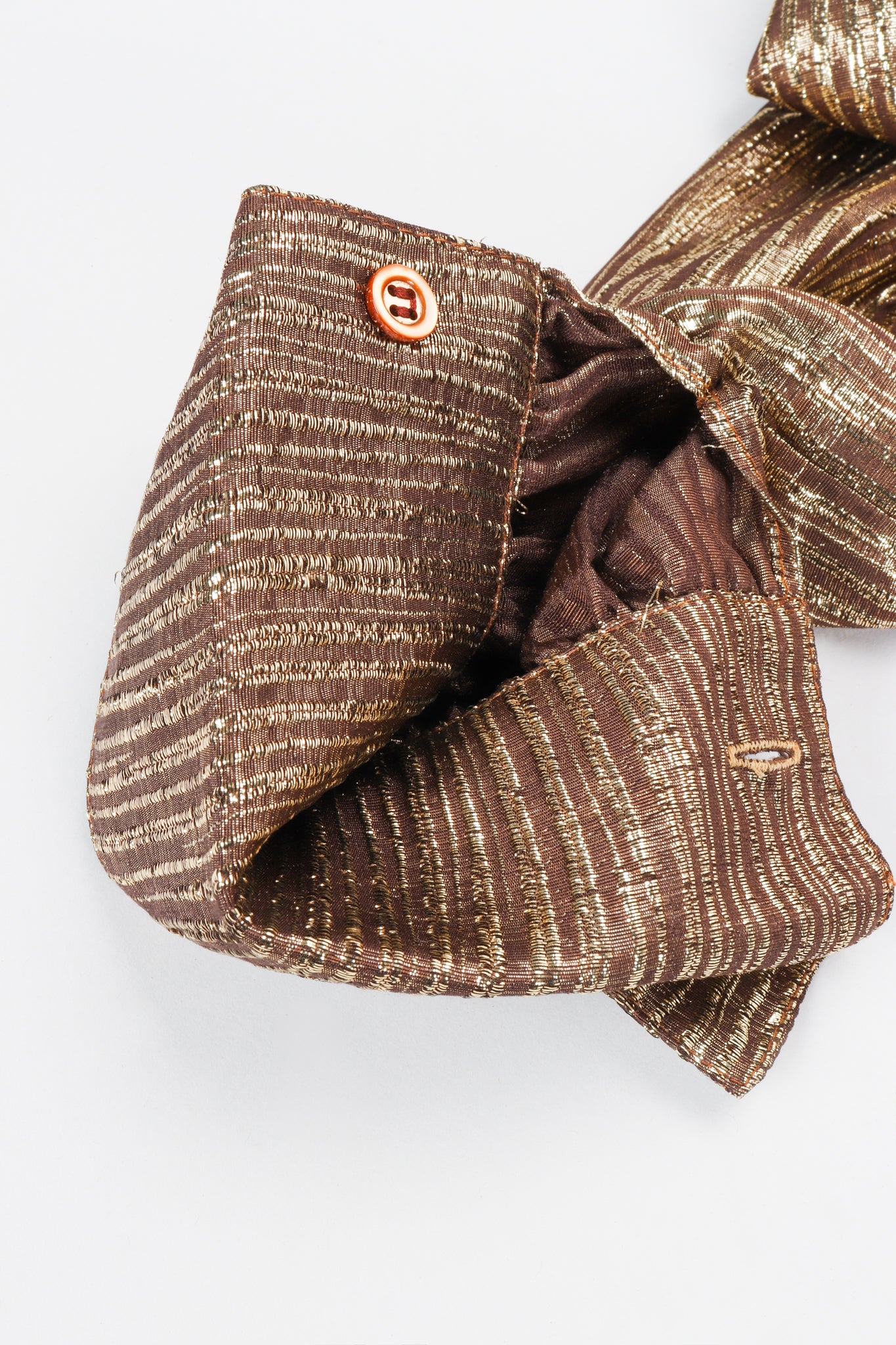 Gold Lamé Bow Tie Blouse - Image 8