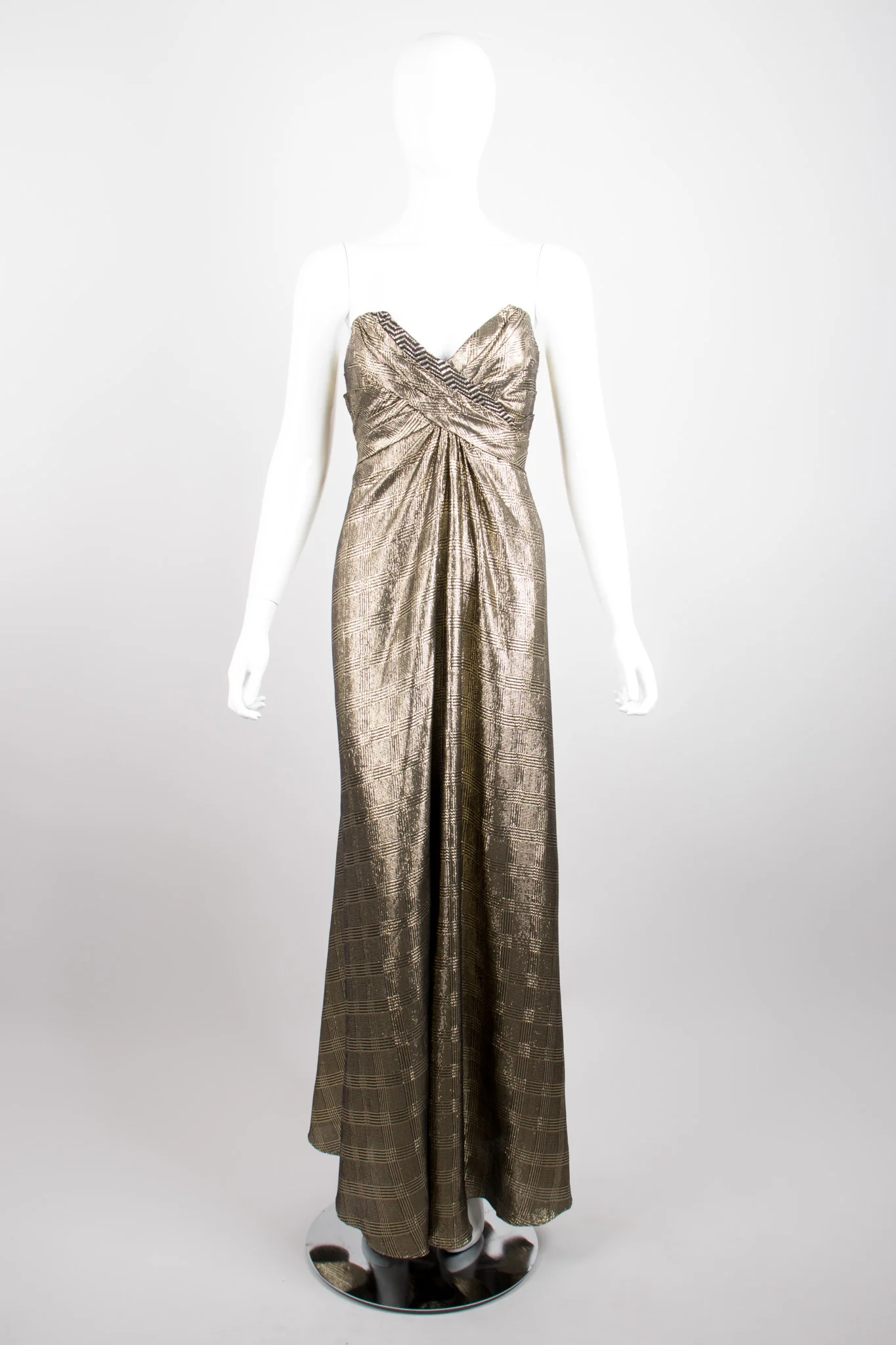 Gold Lamé Houndstooth Gown - Image 2