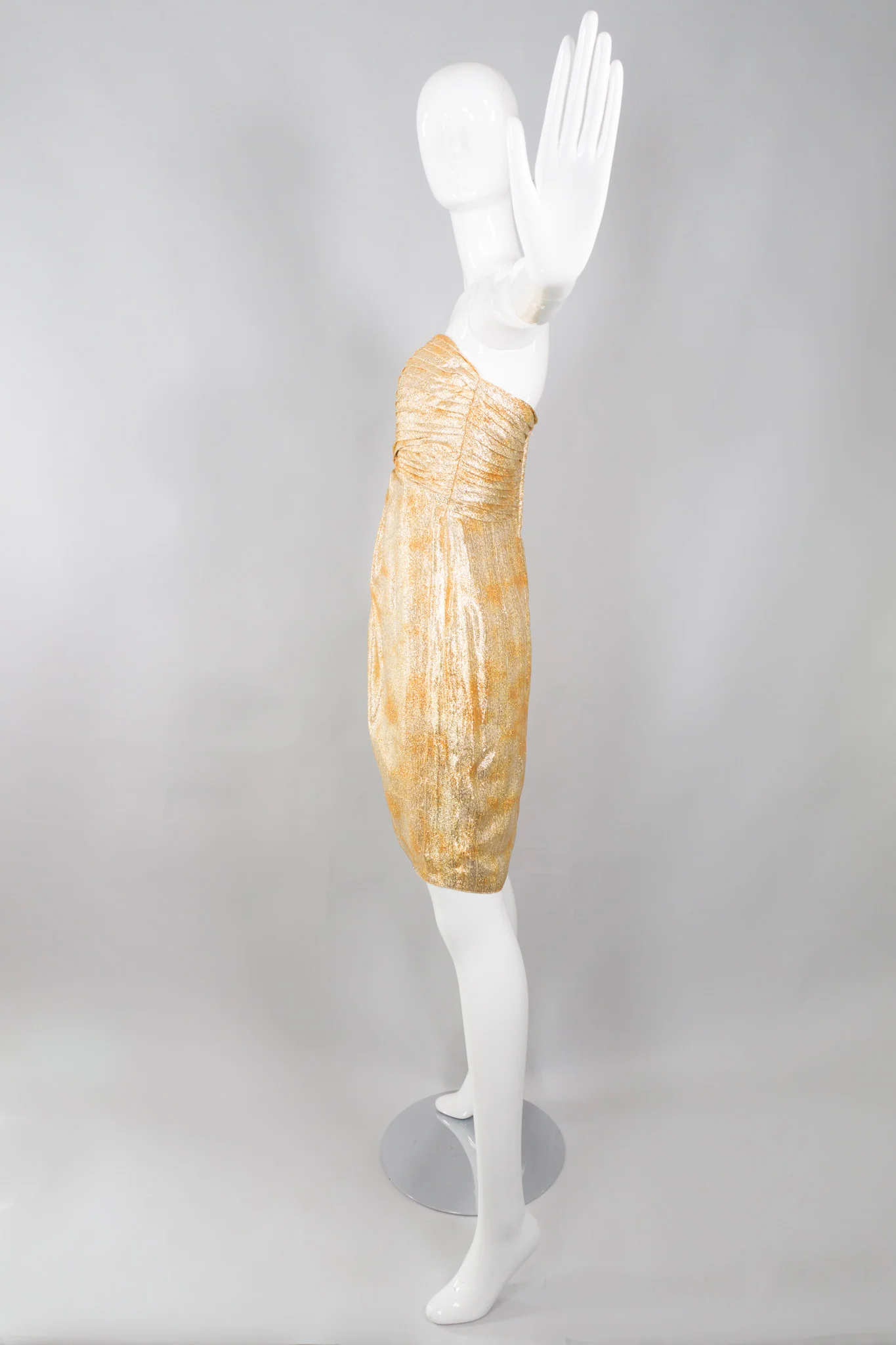 Gold Lamé Strapless Dress - Image 3