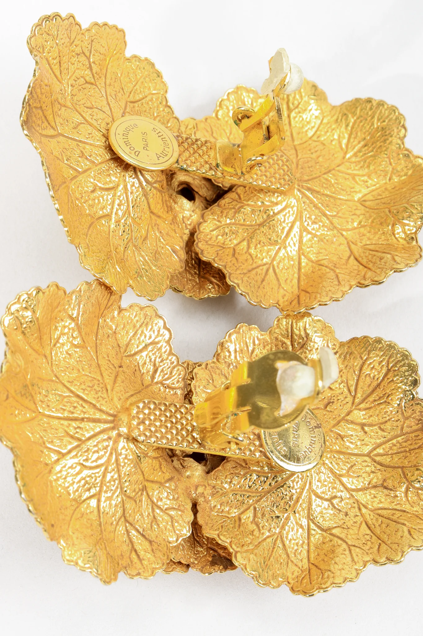 Gold Leaf Cluster Pearl Earrings - Image 6