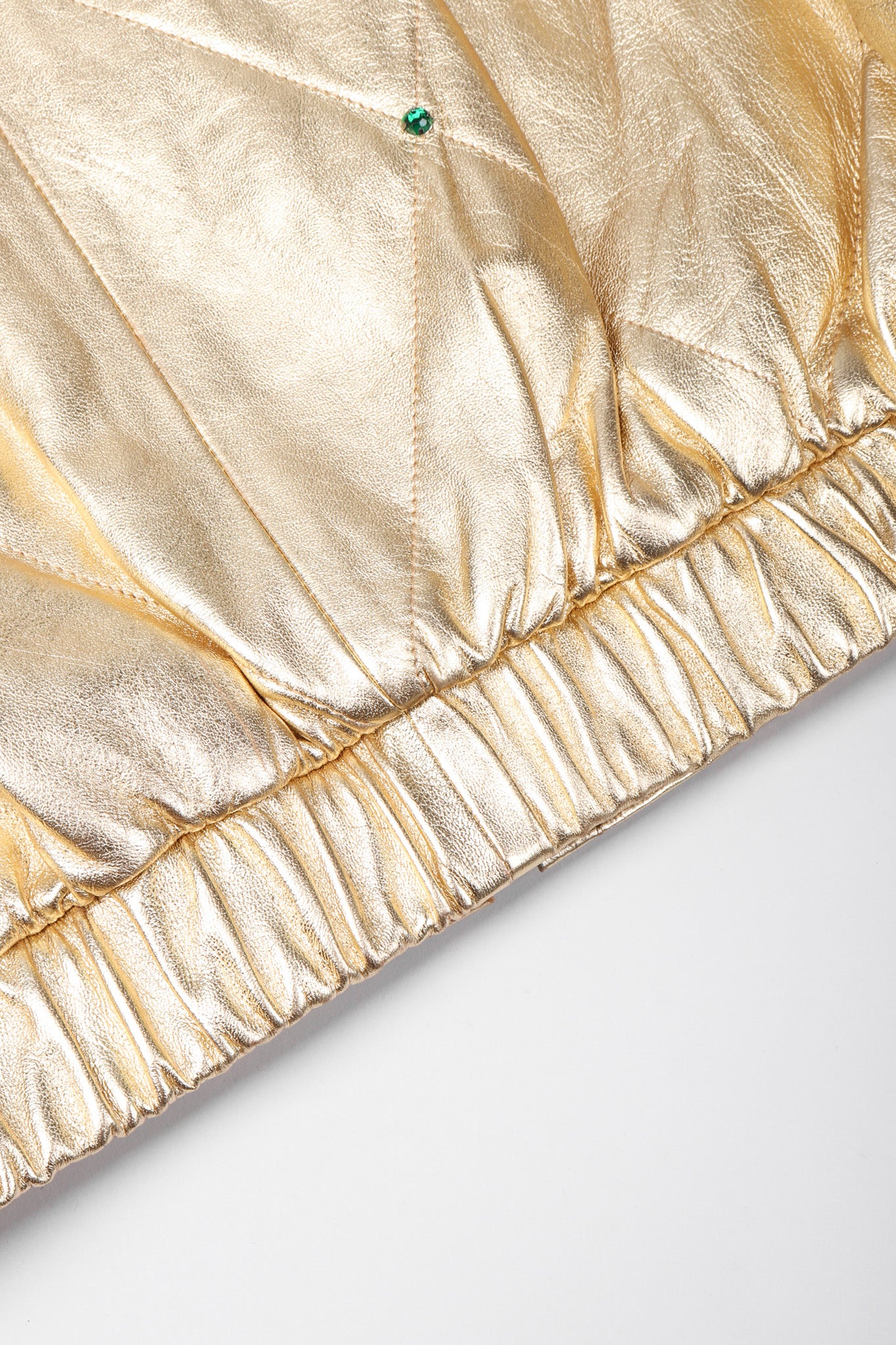 Gold Leather Bomber Jacket - Image 15