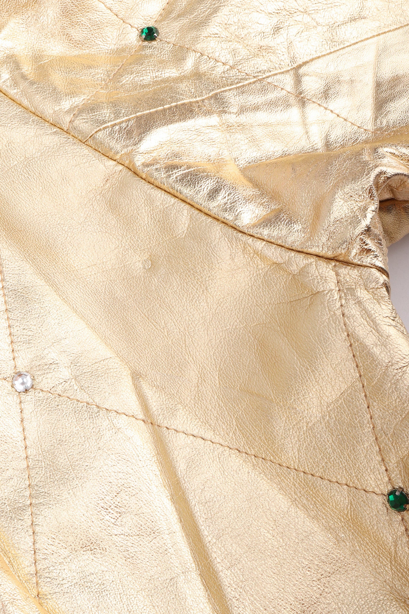Gold Leather Bomber Jacket - Image 21