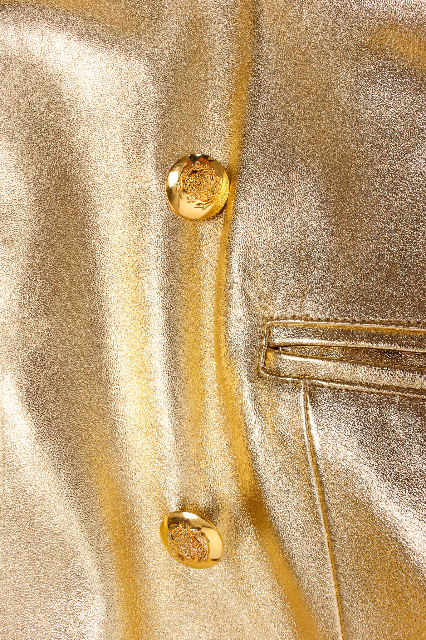 Gold Leather Double Breasted Jacket - Image 6