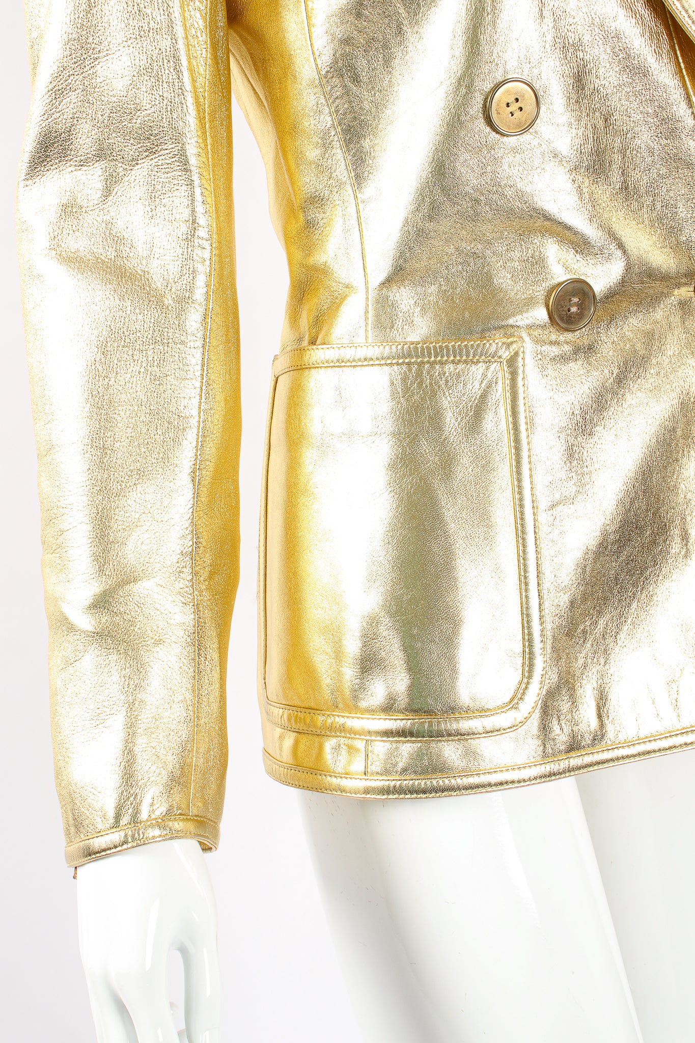 Gold Leather Lamé Jacket - Image 11
