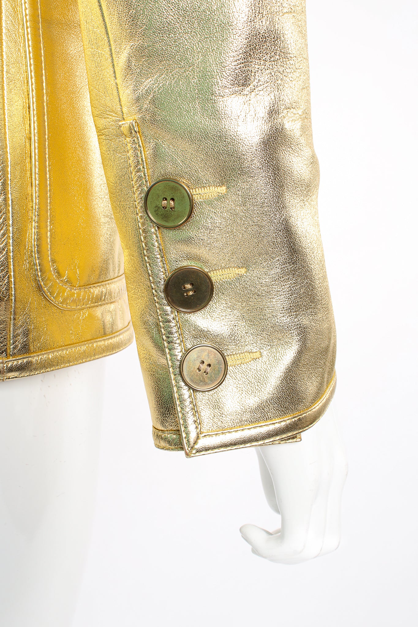 Gold Leather Lamé Jacket - Image 12