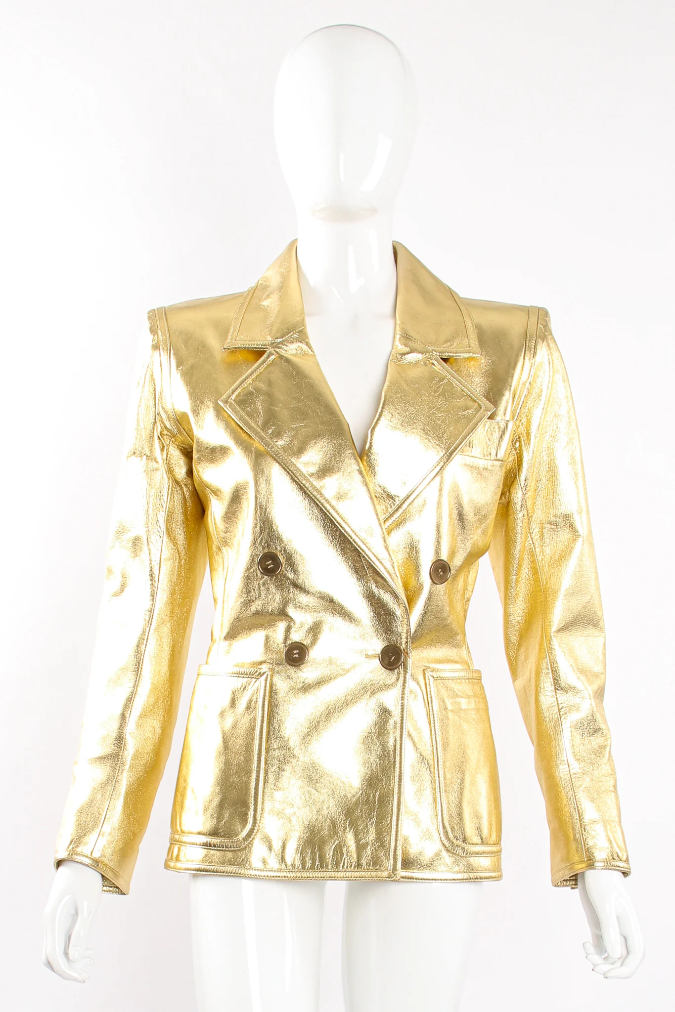 Gold Leather Lamé Jacket - Image 6