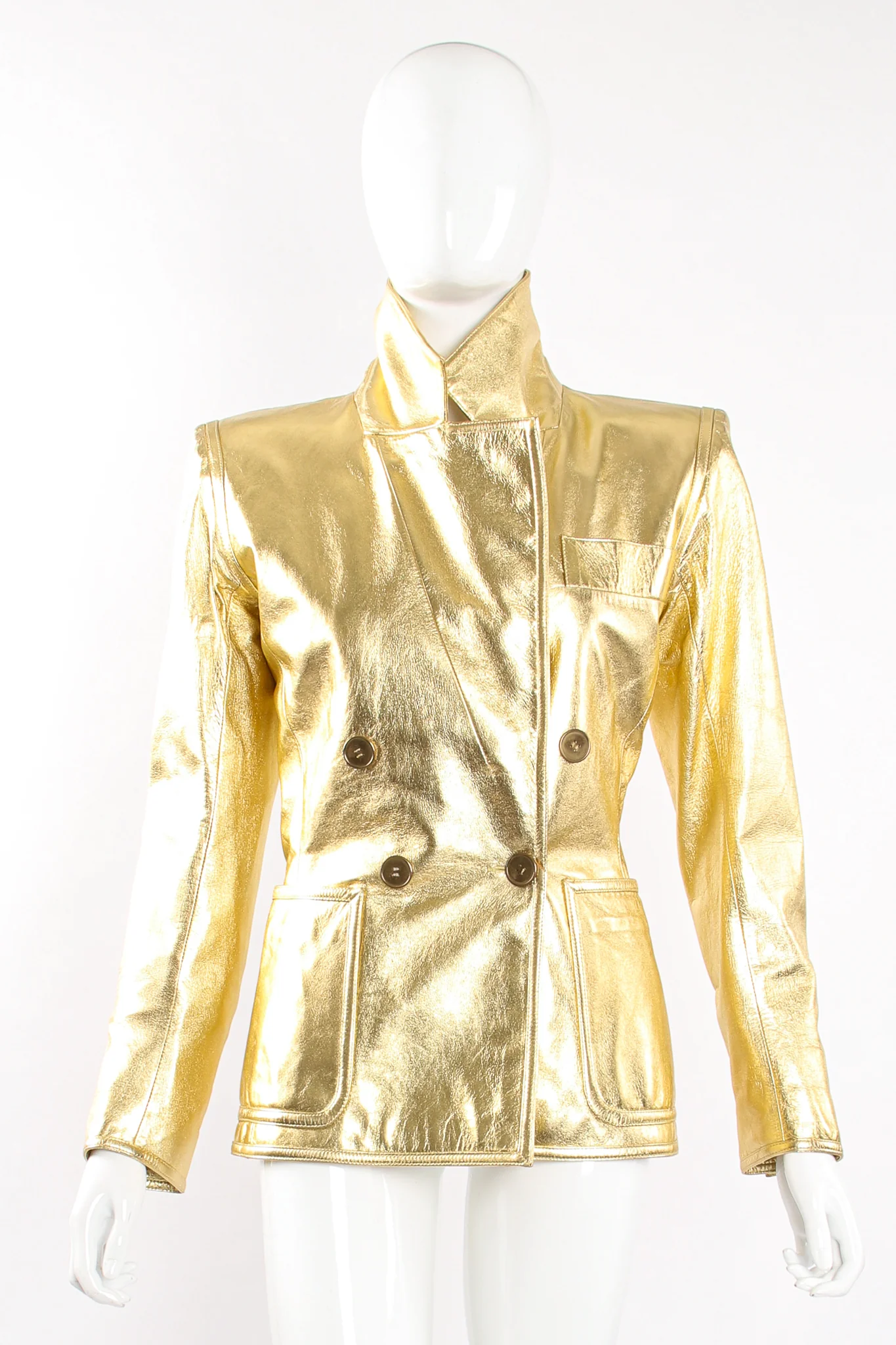 Gold Leather Lamé Jacket - Image 7
