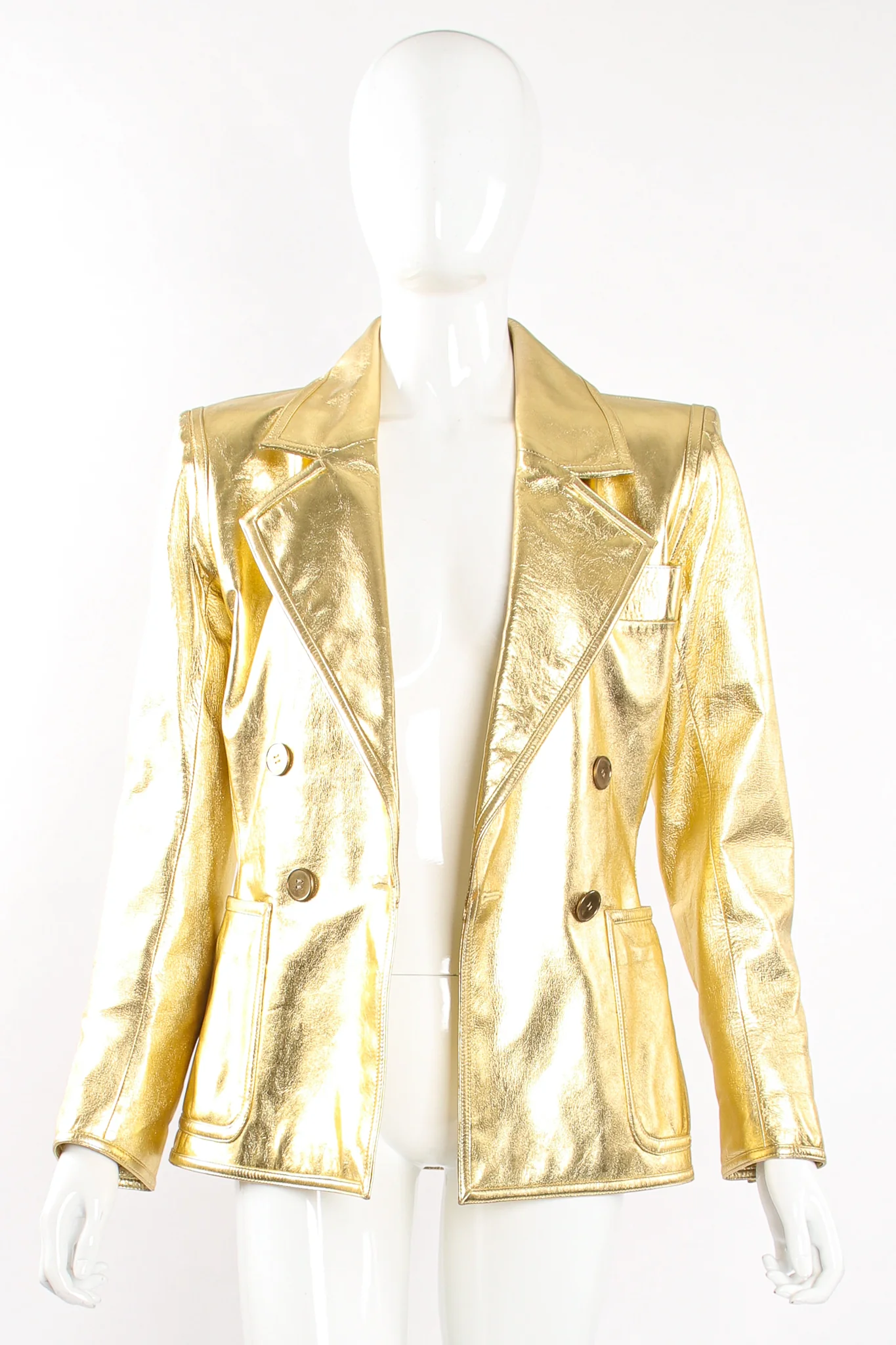 Gold Leather Lamé Jacket - Image 8